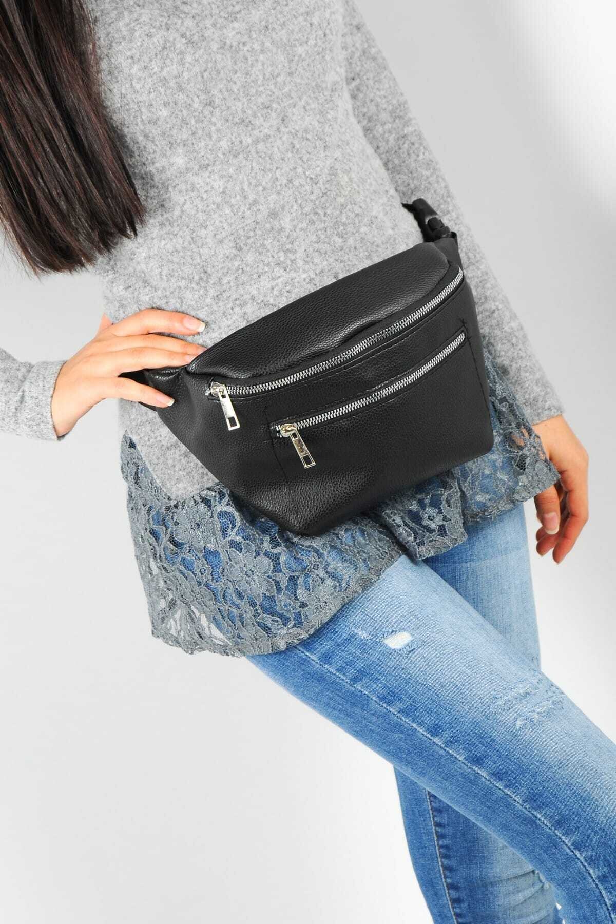 WMİLANO Siyah Kadın Bel Çantası C119-19