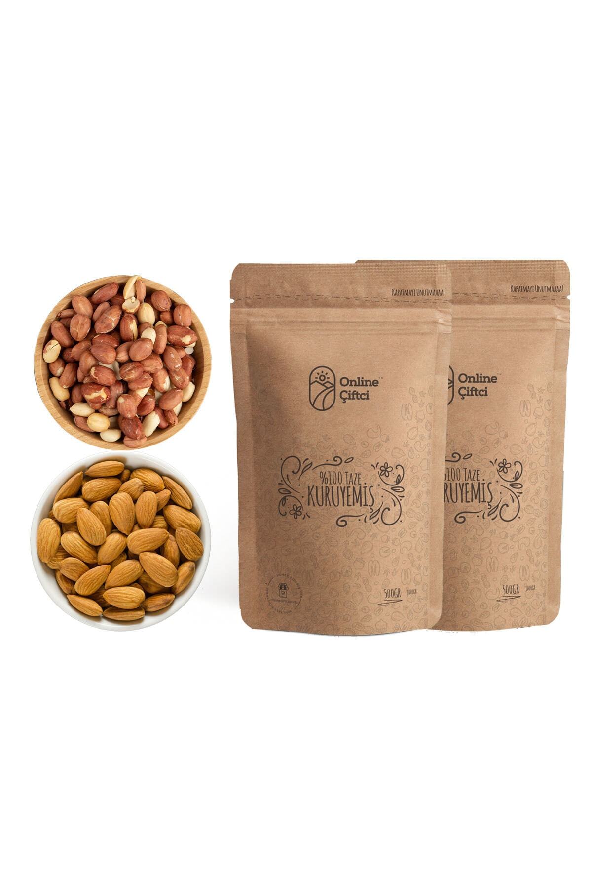 Karlıoğlu Çiğ Yerli Badem 500gr + Tuzsuz Kavrulmuş Yer Fıstığı 500gr