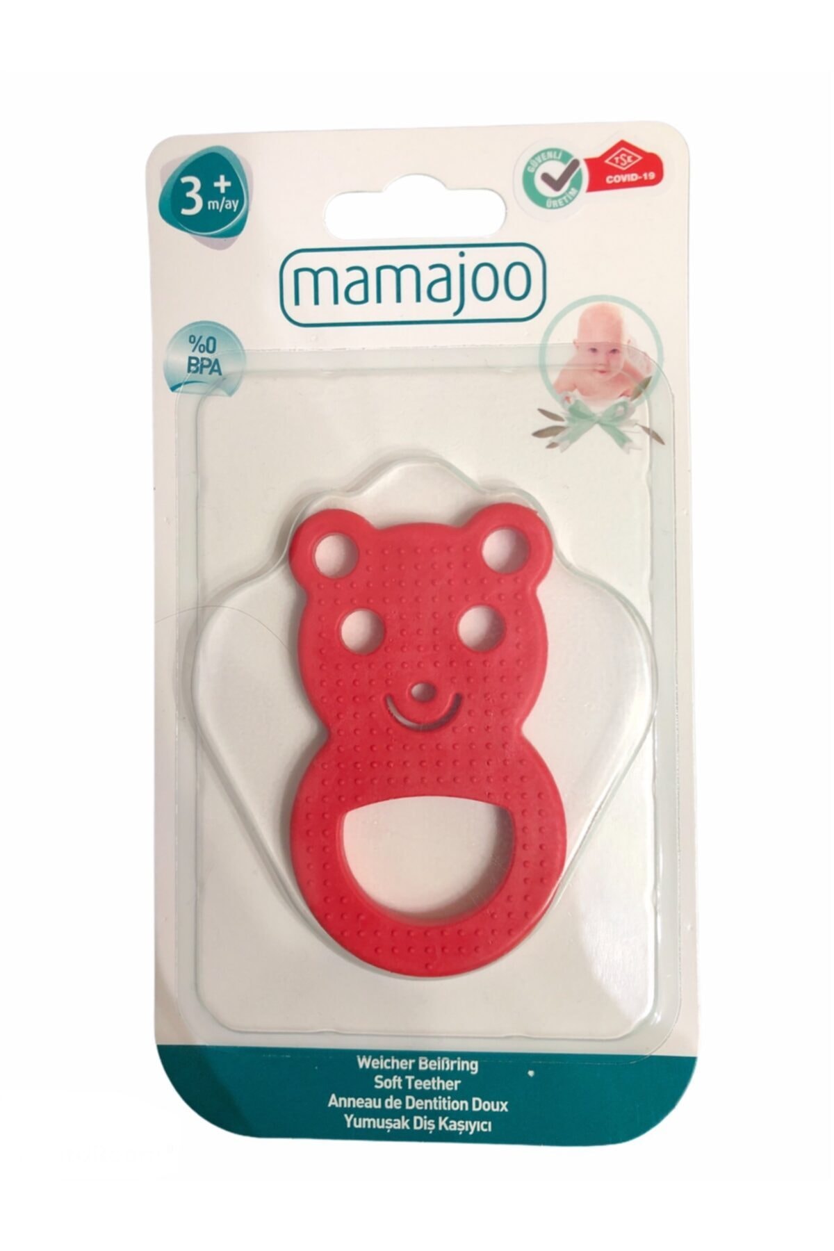Mamajoo Yumuşak Diş Kaşıyıcı Ayı Figürlü Kırmızı