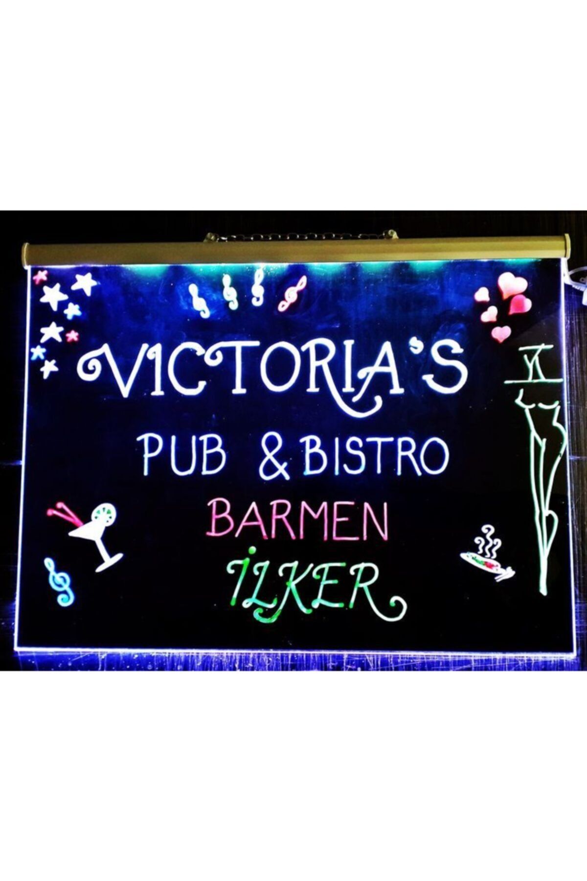 Termoform Işıklı Tabela Yatay-70x50cm-3 Renk Kalemli-yaz Sil Neon Yazı Led Tabela-yazı Panosu-ışıklı Led Neon