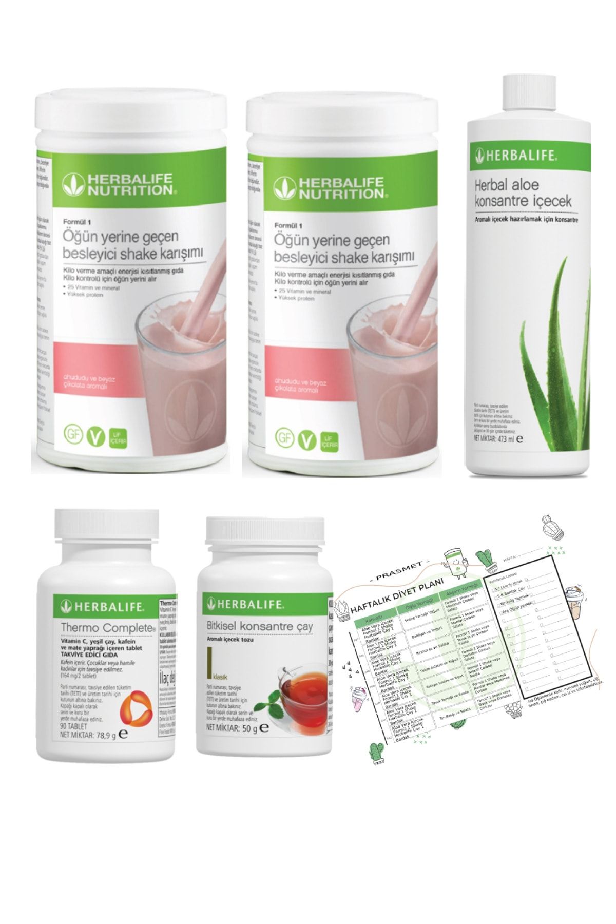 Herbalife Shake Ahududu 2 Adet + Klasik Çay + Aloe Vera + Thermo Complete