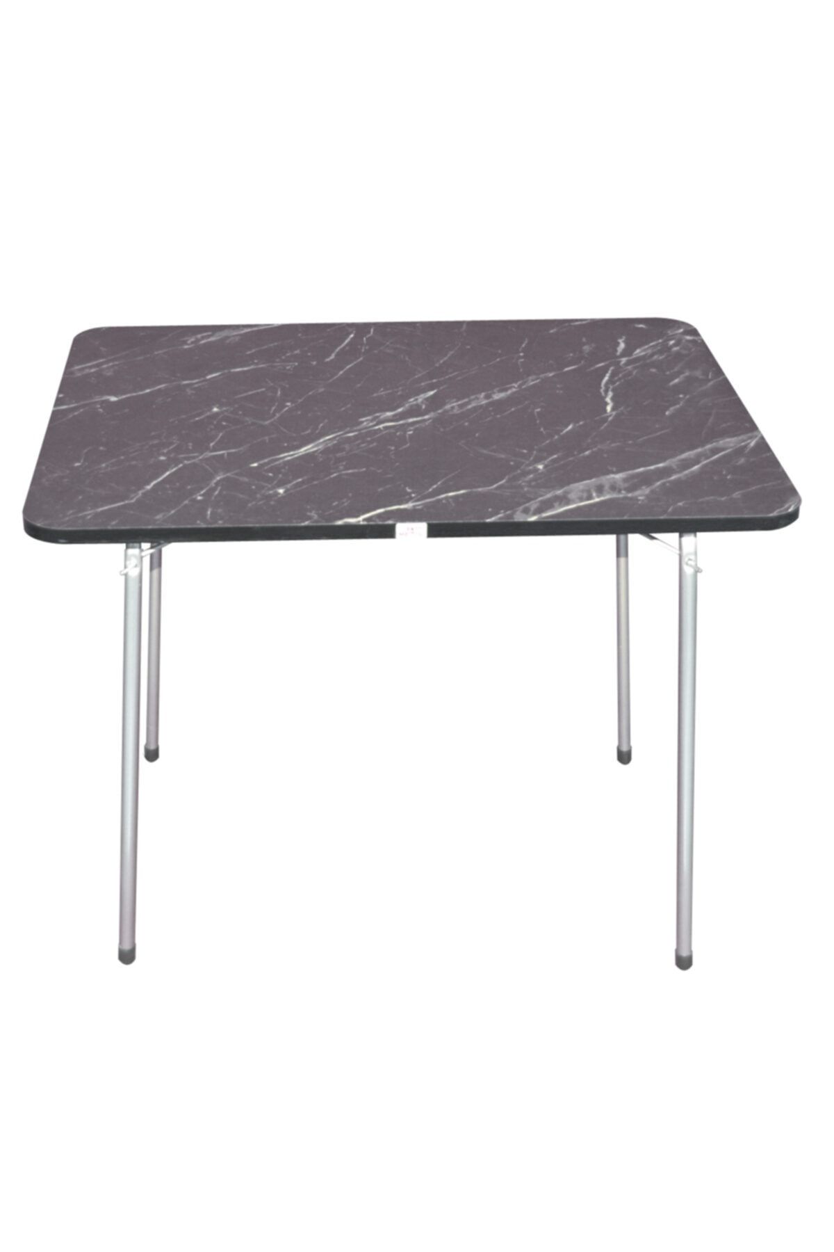 İBAY Katlanır Masa Bahçe Piknik Kamp Siyah Granit Masa 60x80 Cm