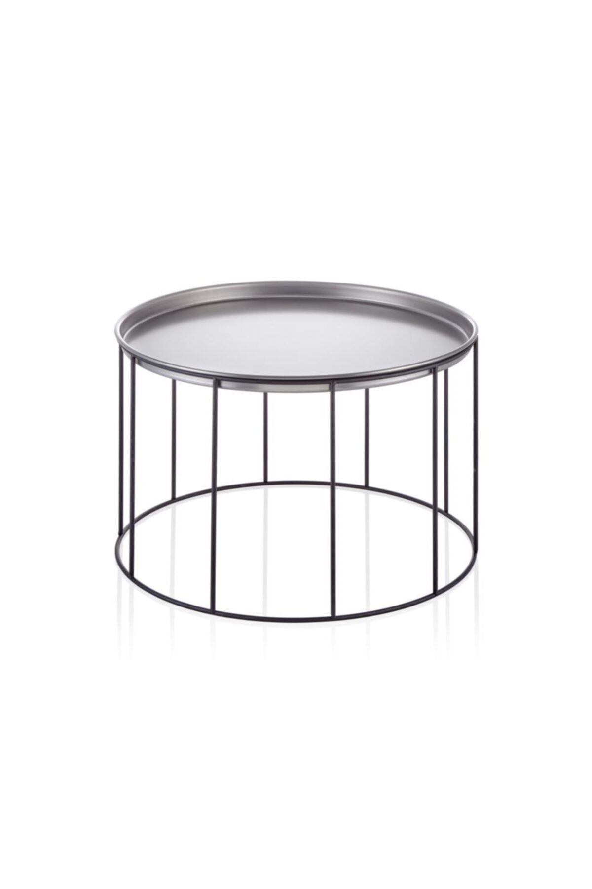 The Mia Galvaniz El Yapım 74x45cm Dövme Metal Gümüş Sehpa Glv0431