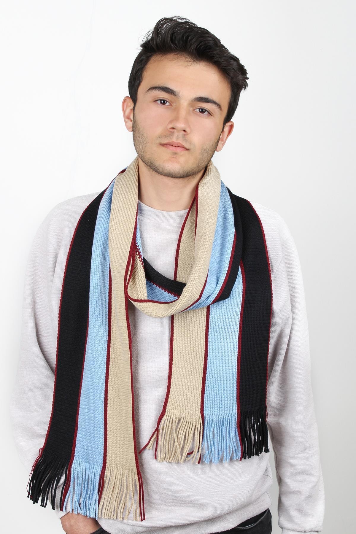 mykonsept Triko Erkek Çizgili Atkı