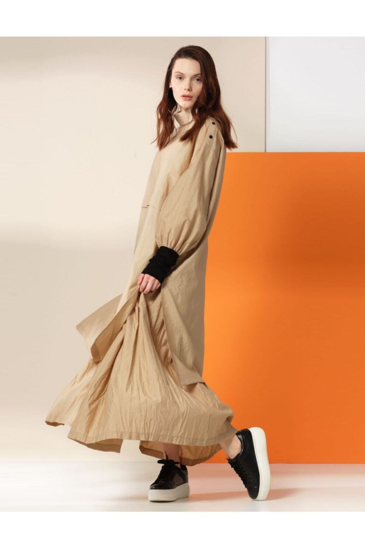 Arzen Beli Lastikli Kırış Etek 20y3086 R008 - Bej