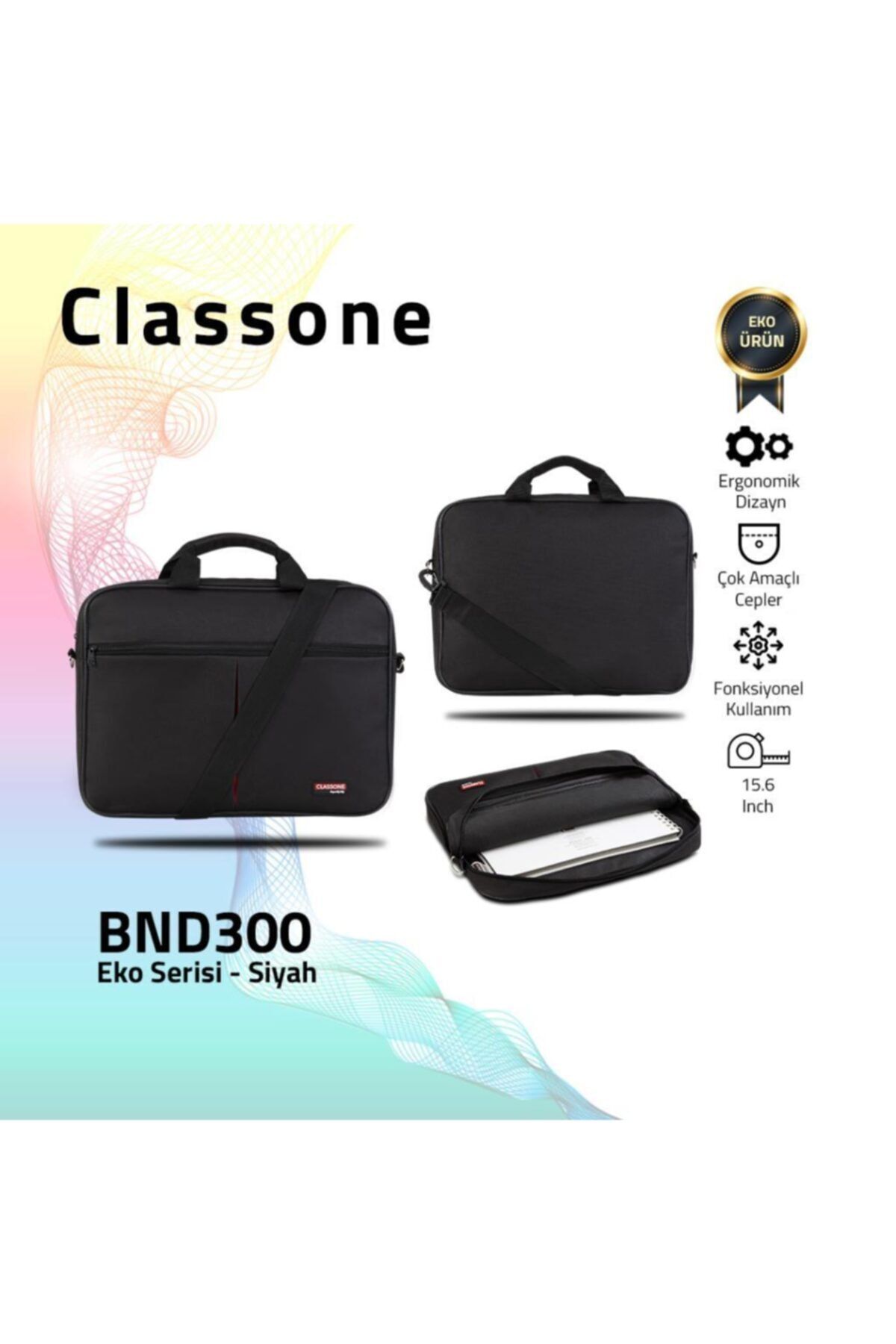 Classone Bnd300 Eko Serisi 15,6 Inç Laptop Notebook El Çantası-siyah