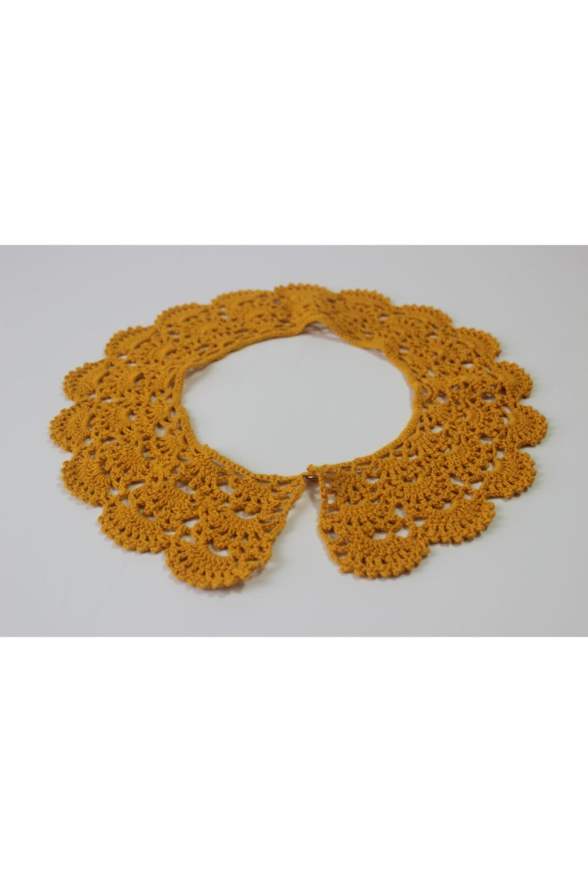 Handmade El Örgüsü Hardal Şık Yaka