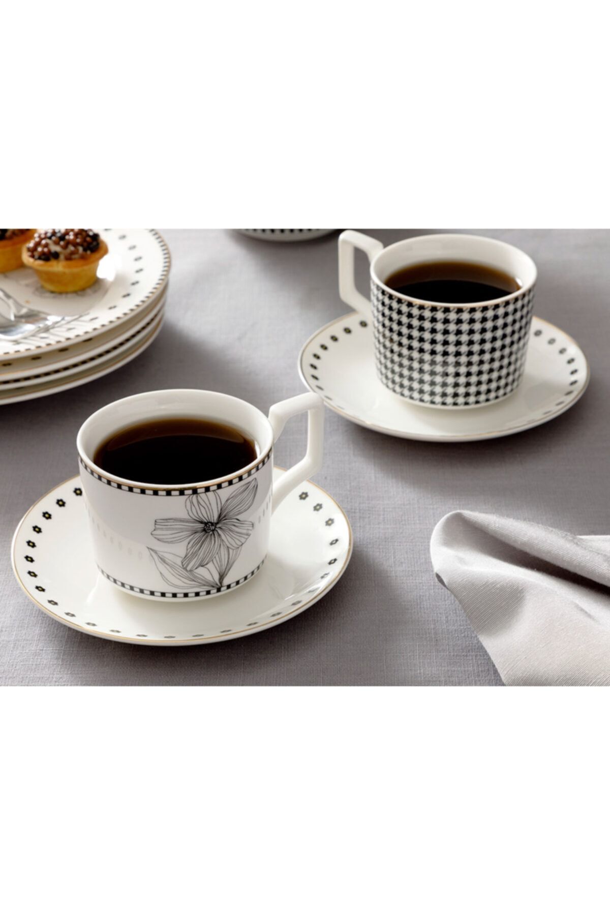 english home denby pied de poule new bone 4 parca cay fincani takimi 250 ml siyah beyaz krem fiyati yorumlari trendyol