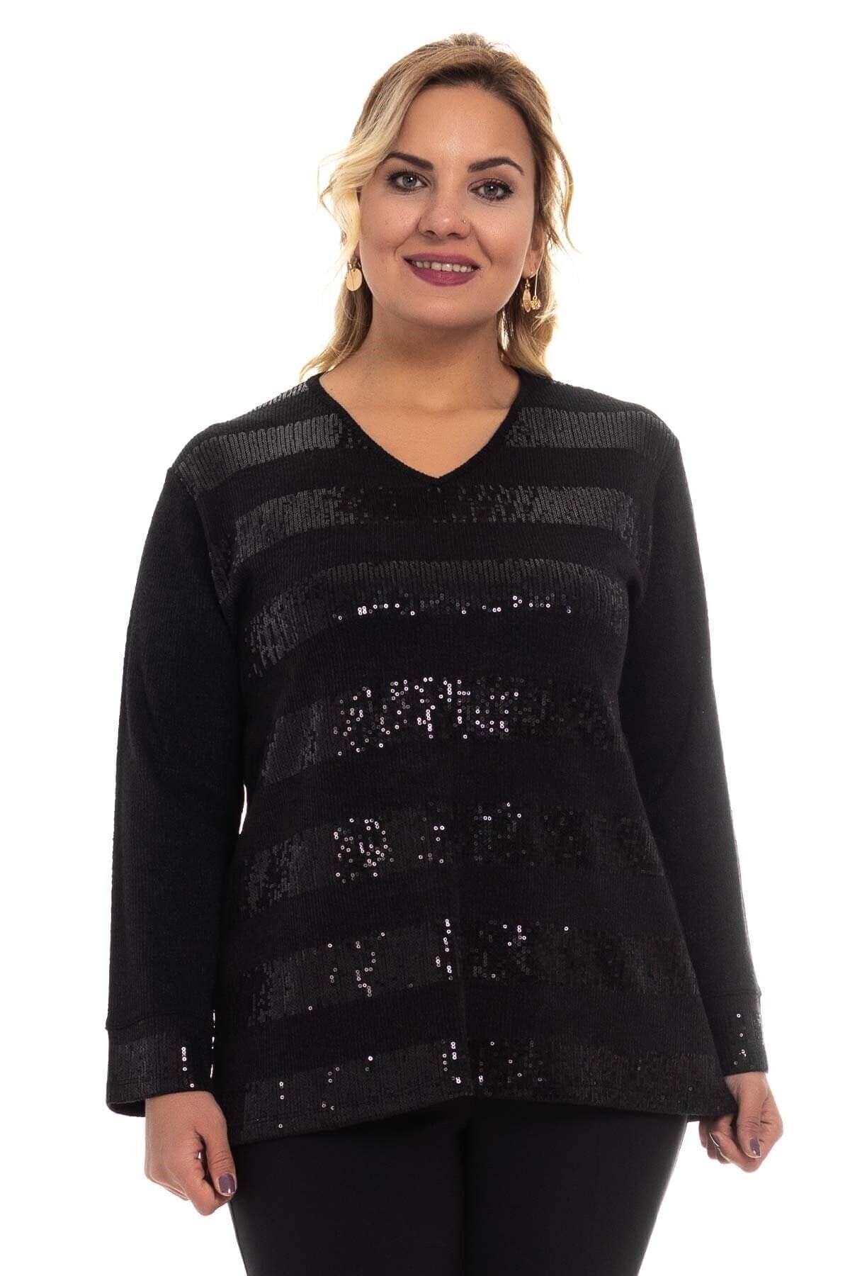Flaş Triko 3004 Önü Ve Kolucu Pullu Bluz