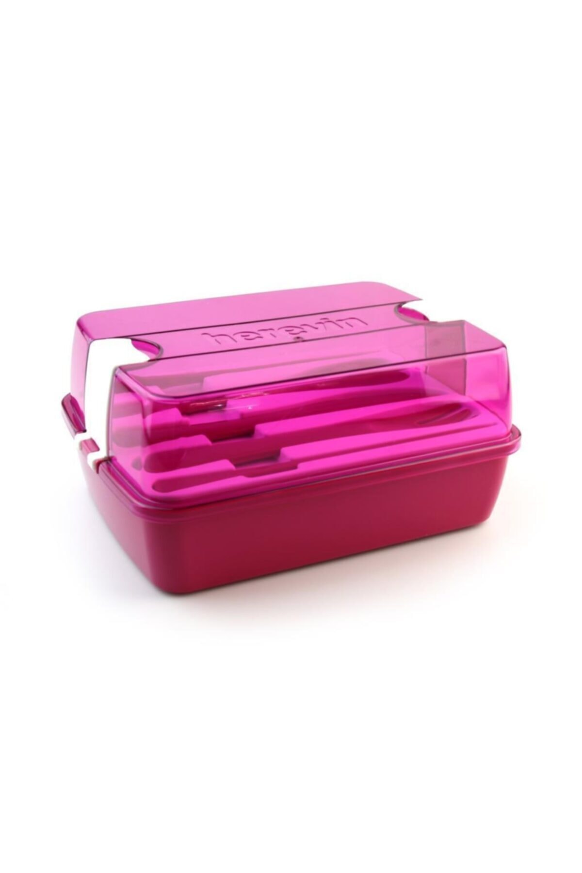 Herevin Çatal Kaşıklı Beslenme Kutusu Pembe