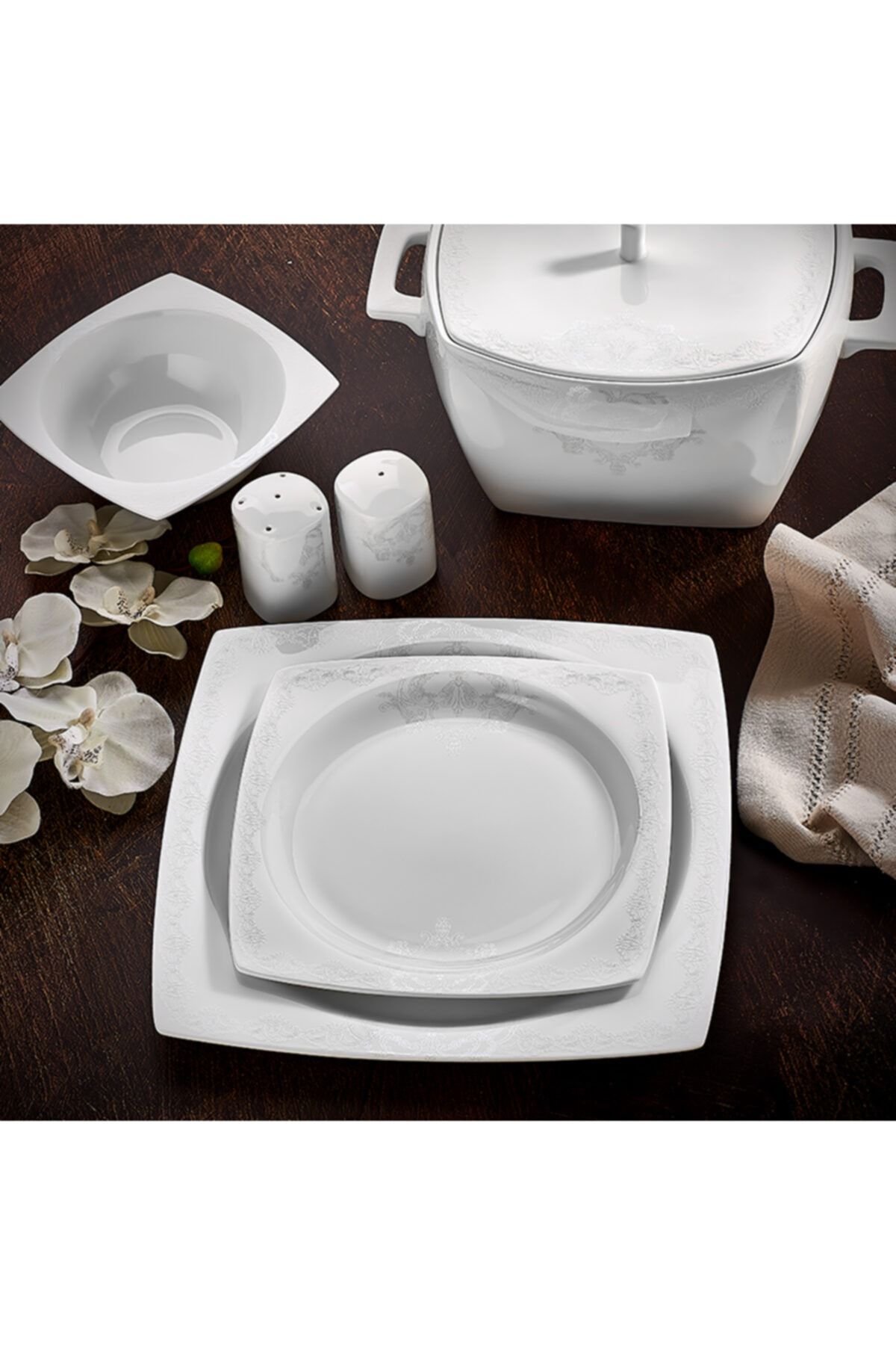 Aryıldız Ar 45003 Bone Porselen Kare Yemek Takımı