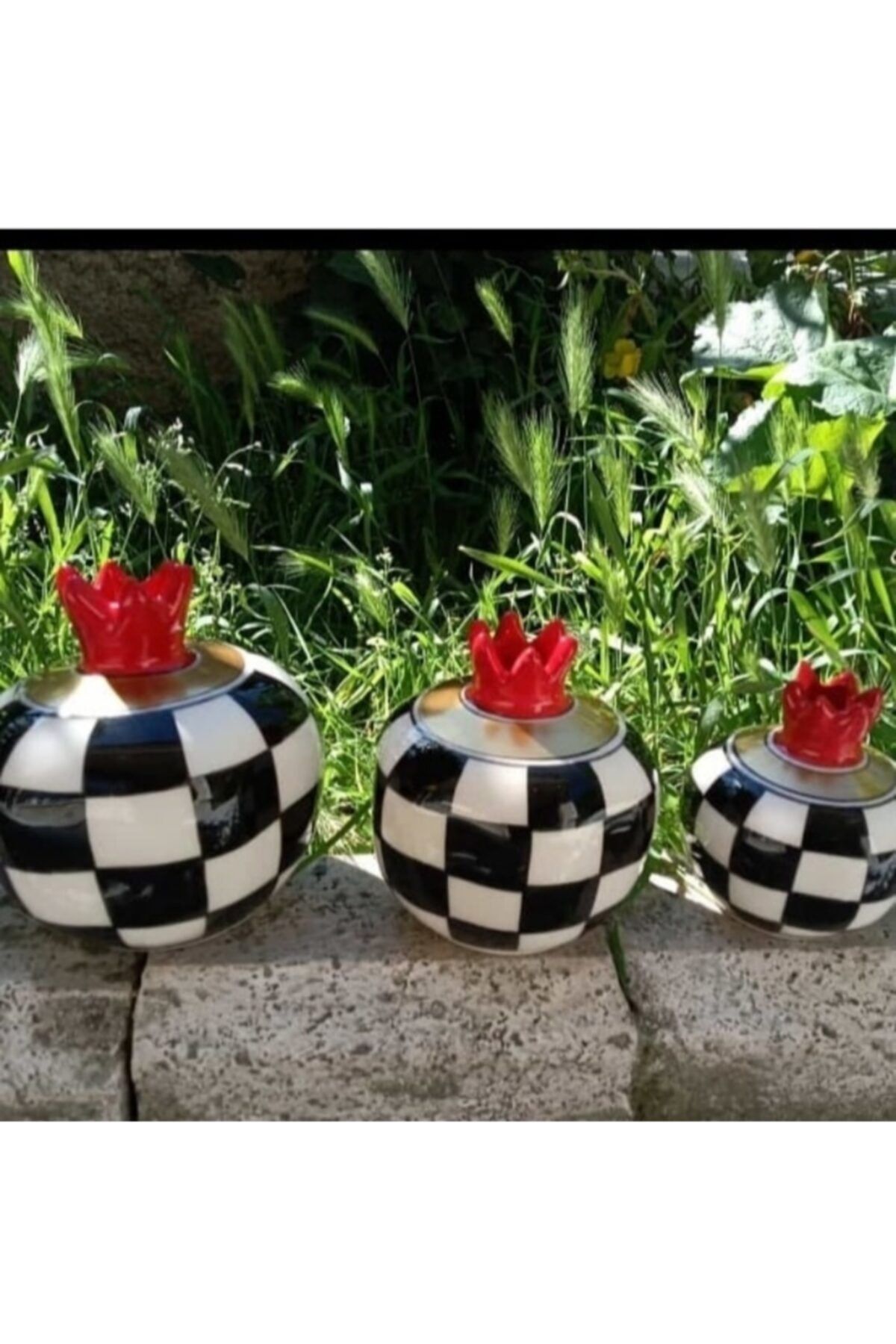 DEKORHOME Dama Desenli  Nar Seti 3'lü