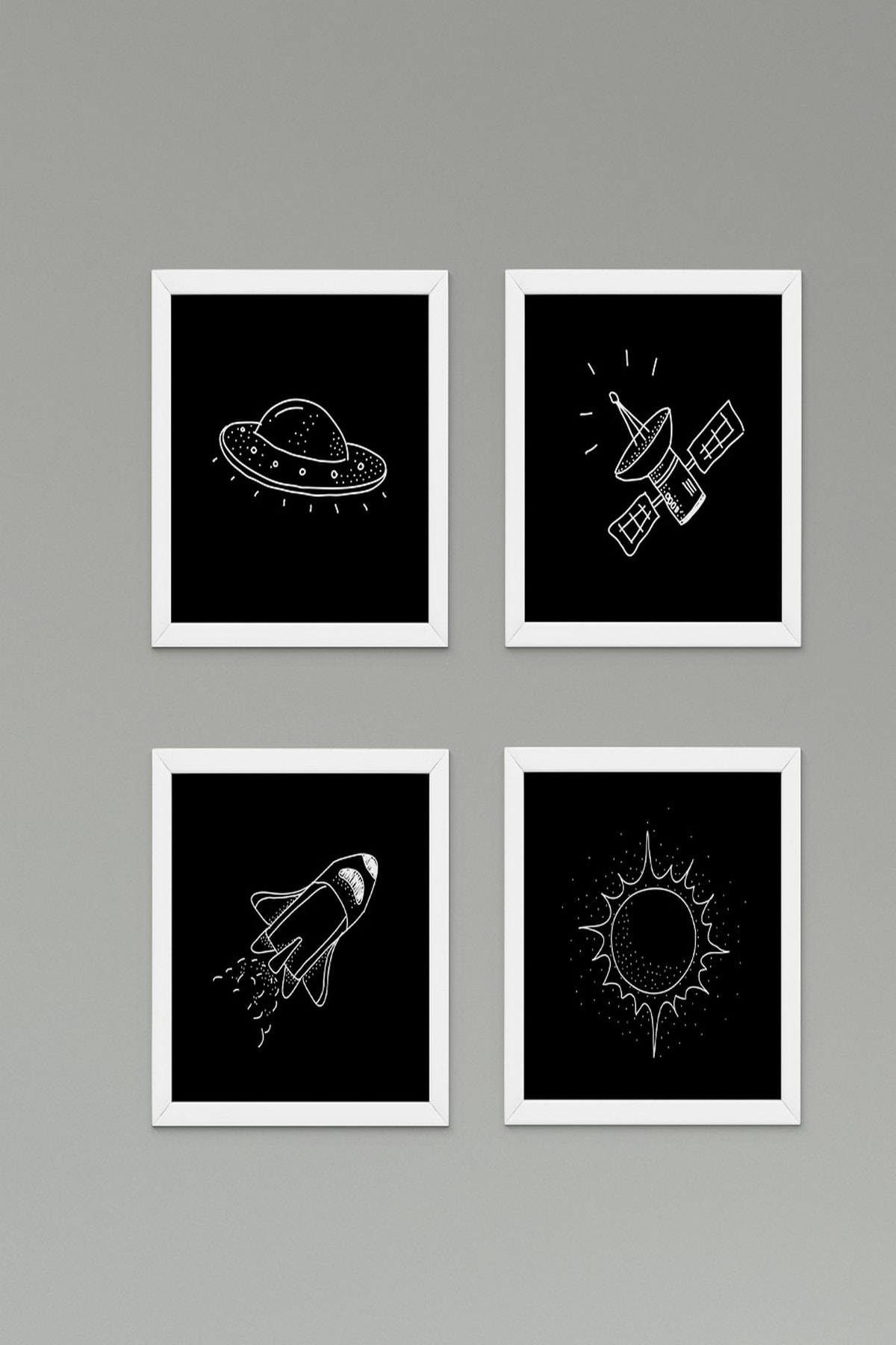 CİCİ TASARIM ÜRÜNLERİ 4lü Gezegenler,uzay Mekiği,ufo,uzay Çocuk Bebek Odası Duvar Tablo