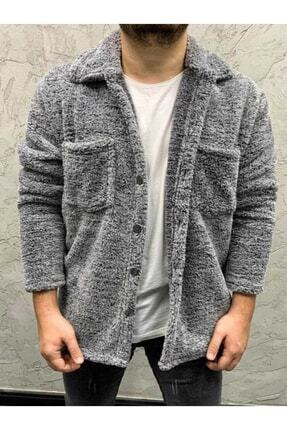 Unisex Normal Kalıp Cep Detaylı Düğmeli Pelüş Ceket Image 0