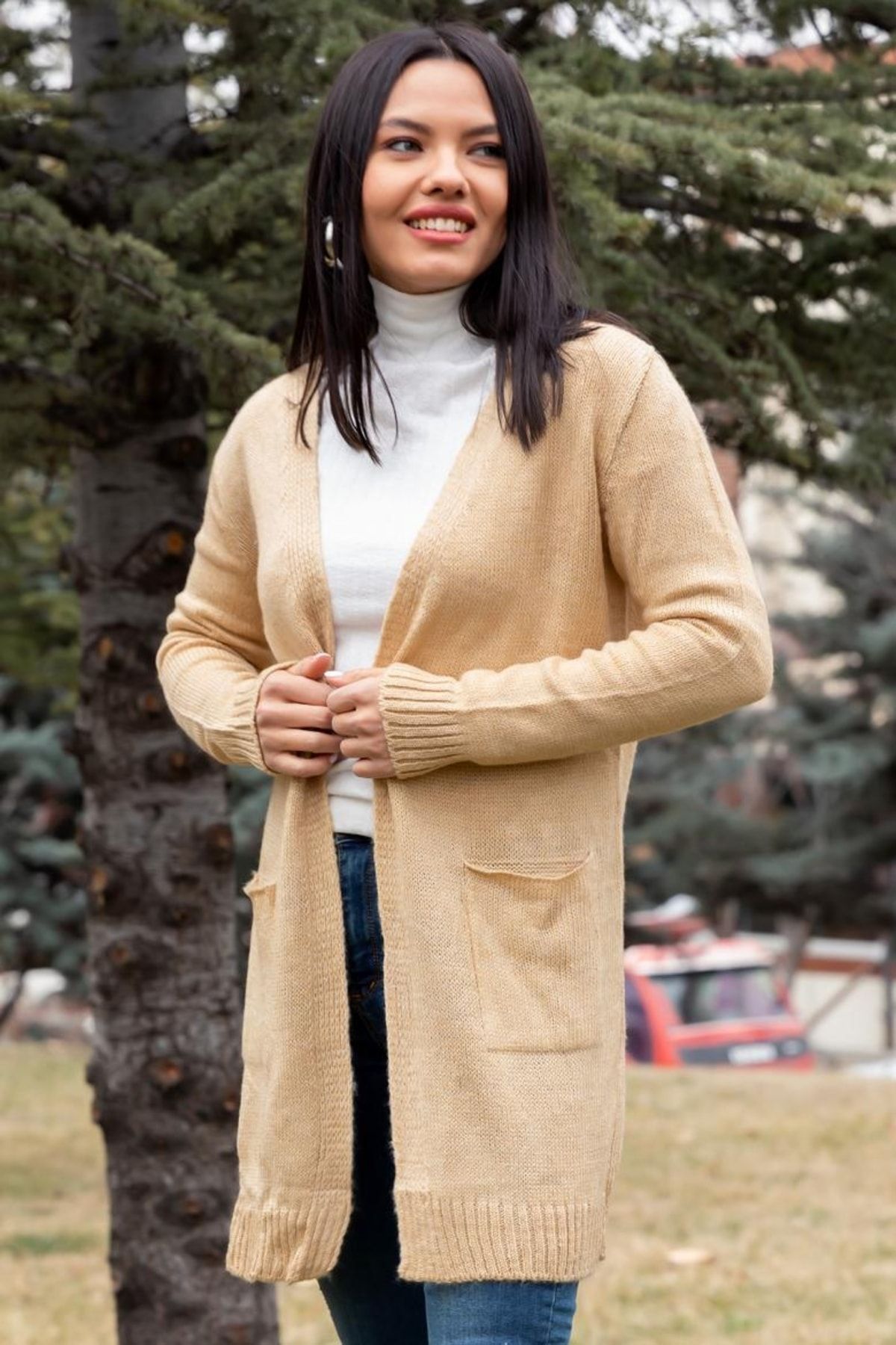 Tan cardigan with sales pockets