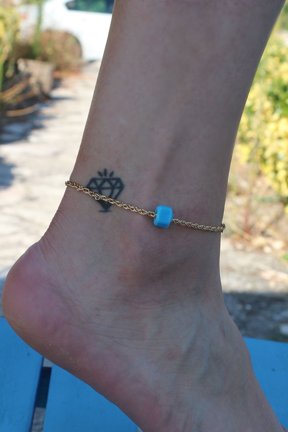 Blue stone anklet hotsell