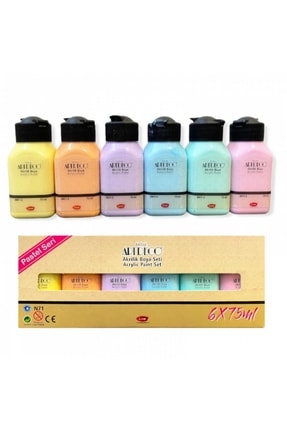 6 Lı Akrilik Boya Seti 75 Ml Pastel Renkler Image 0