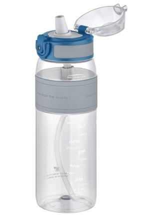 Pipetli 600 Ml Silikon Gövde Tritan Su Matarası Gray 4106 Image 0