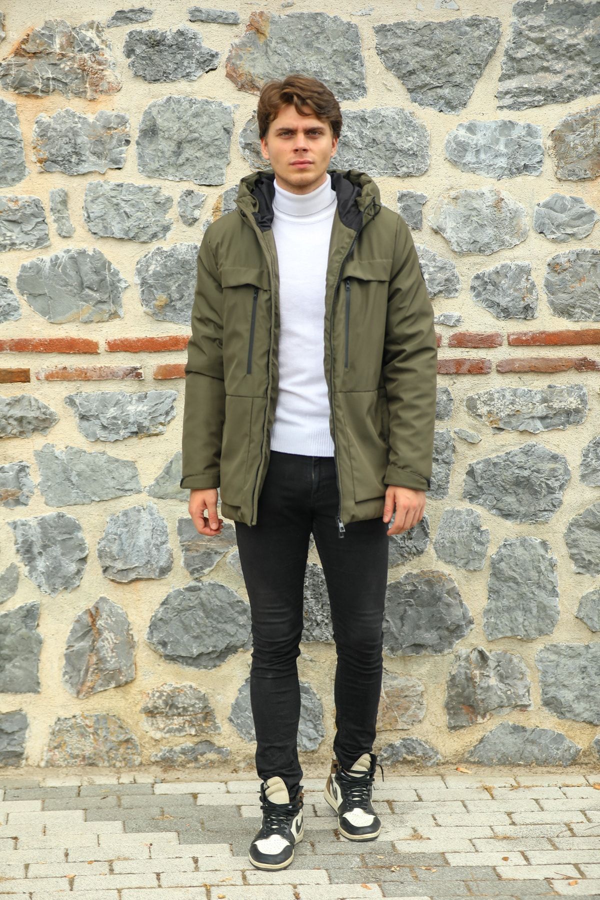 Goccix Men s Khaki Thick Lined Water and Windproof Winter Coat
