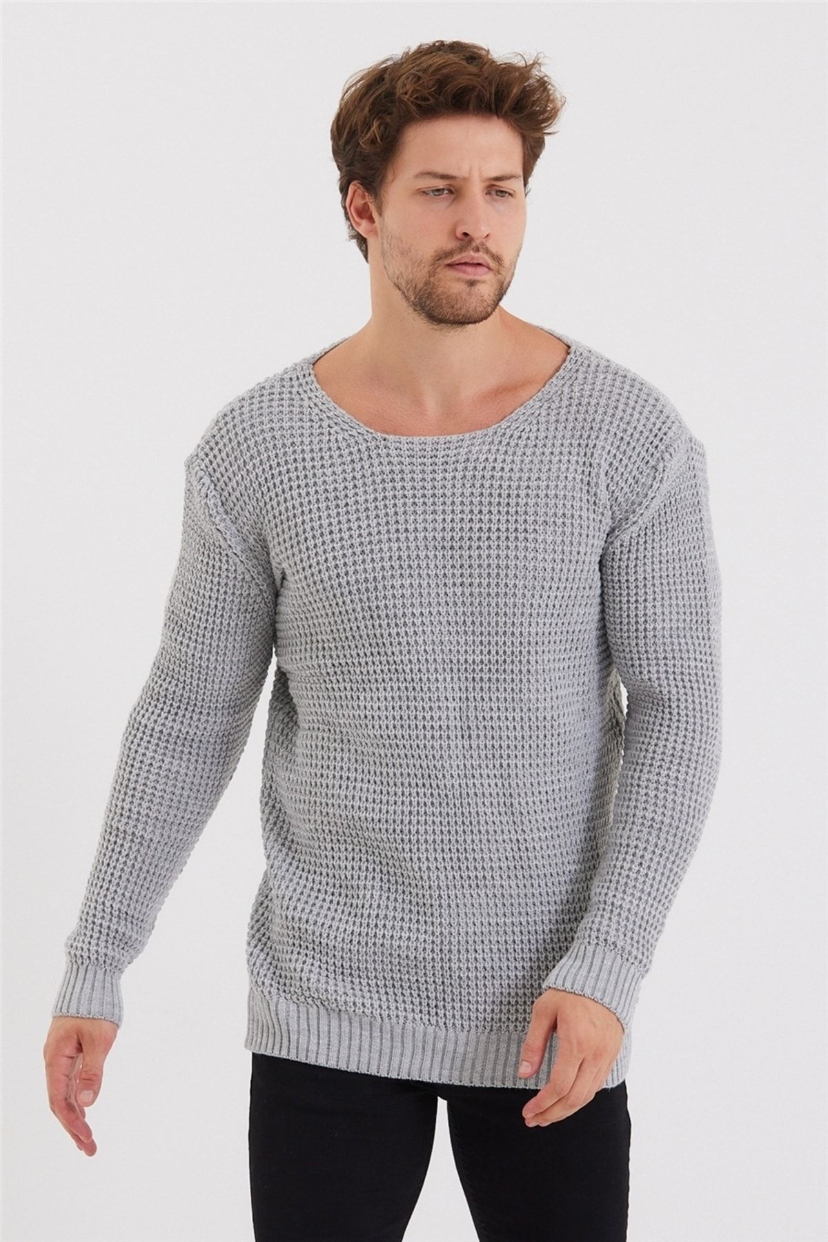 Wide neck sweater mens online