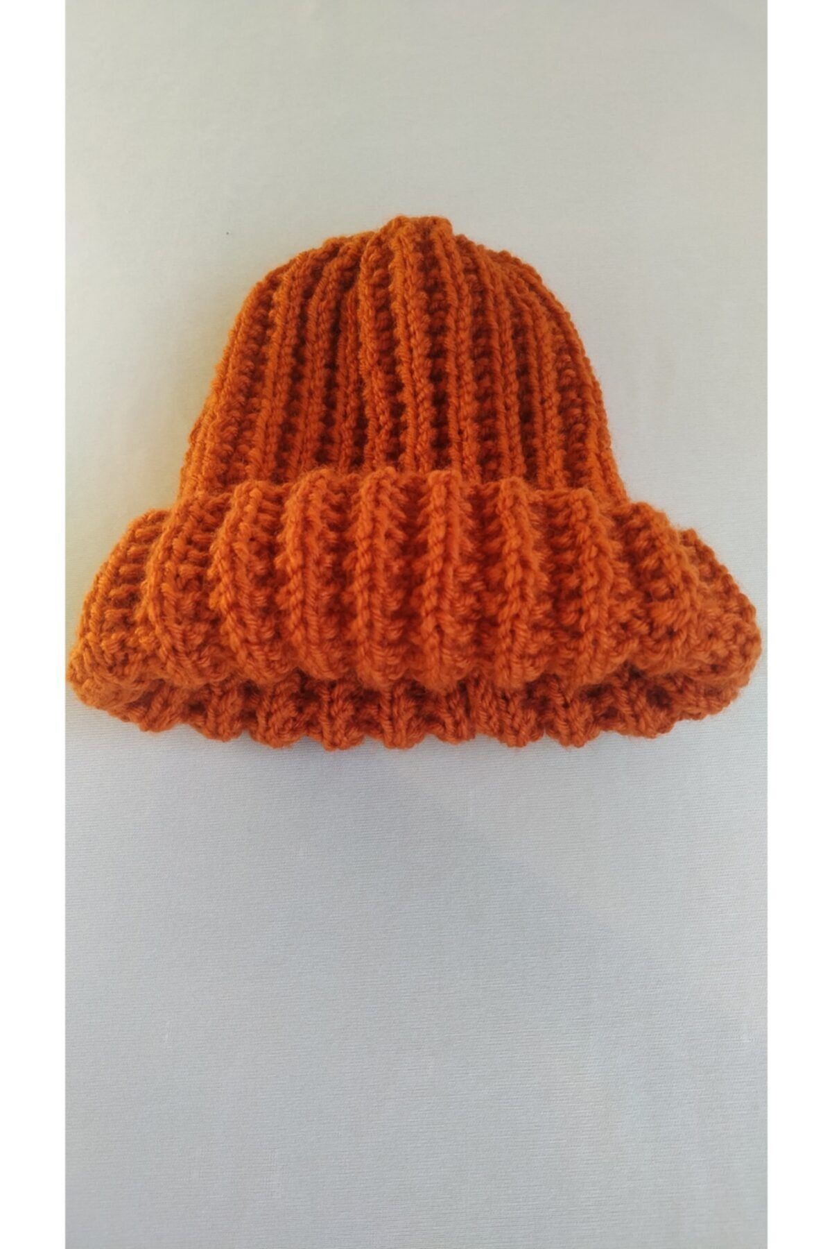 Handmade Turuncu Örgü Bere, El Örgüsü Yünlü Bere