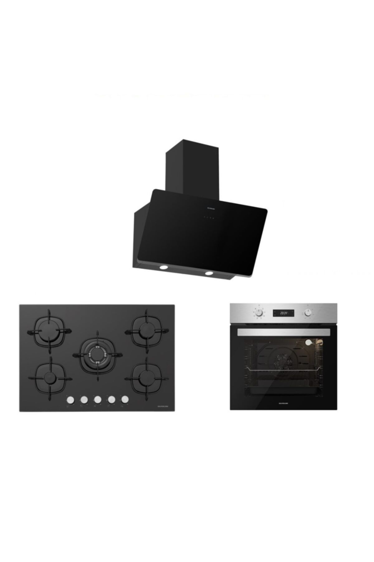 Silverline Inox Siyah Ankastre Set 5 Yıl Garanti (3457 Soho 60+cs5365b01+bo6504x01)