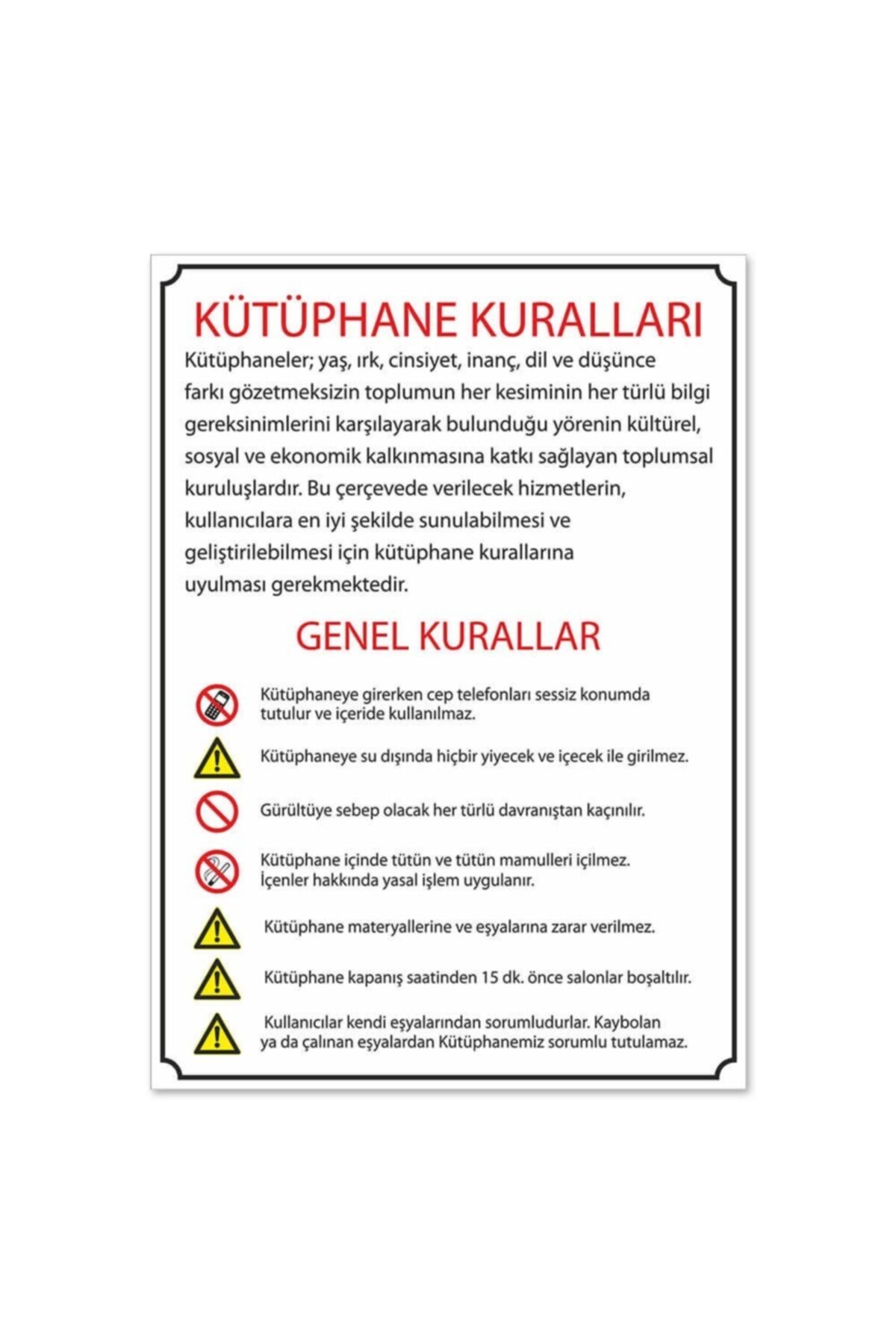 okularenkkat Kütüphane Kuralları Afişi