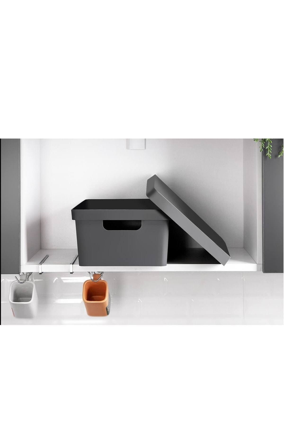BİDOLU HOME 10 Lt. Kapaklı Kutu Antrasit (35x26x15cm) Ndy-ep-410-2