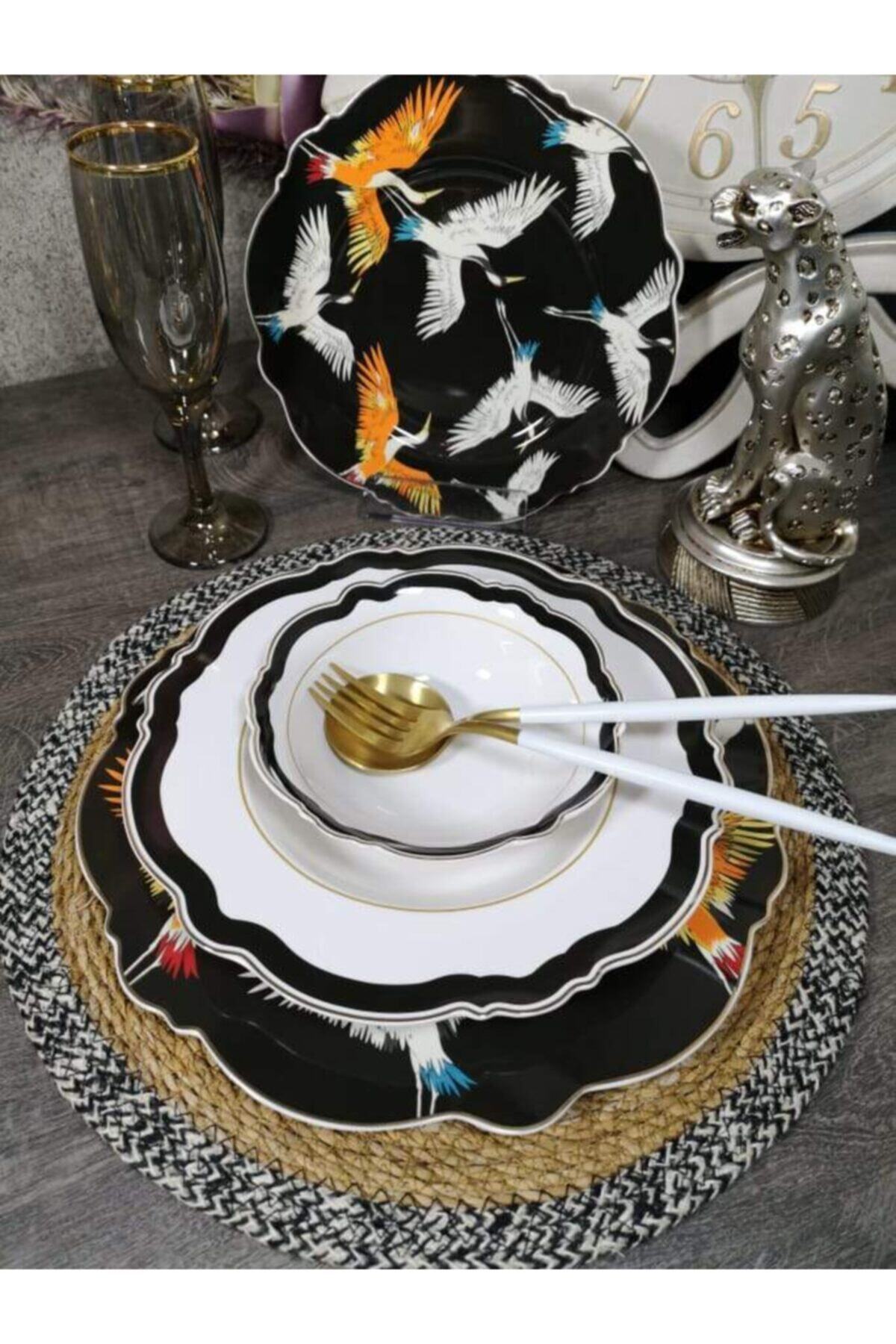 AROW Kuş Desenli Renkli 24 Parça Yemek Takımı Fma02163