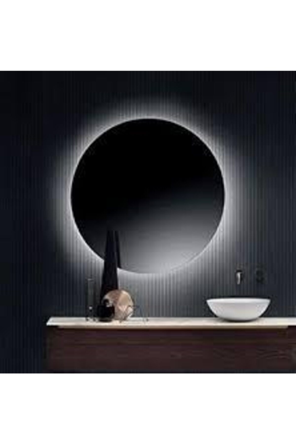 sisecam led isikli dekoratif yuvarlak ayna dresuar aynasi konsol aynasi lavabo aynasi 85cm cap fiyati yorumlari trendyol