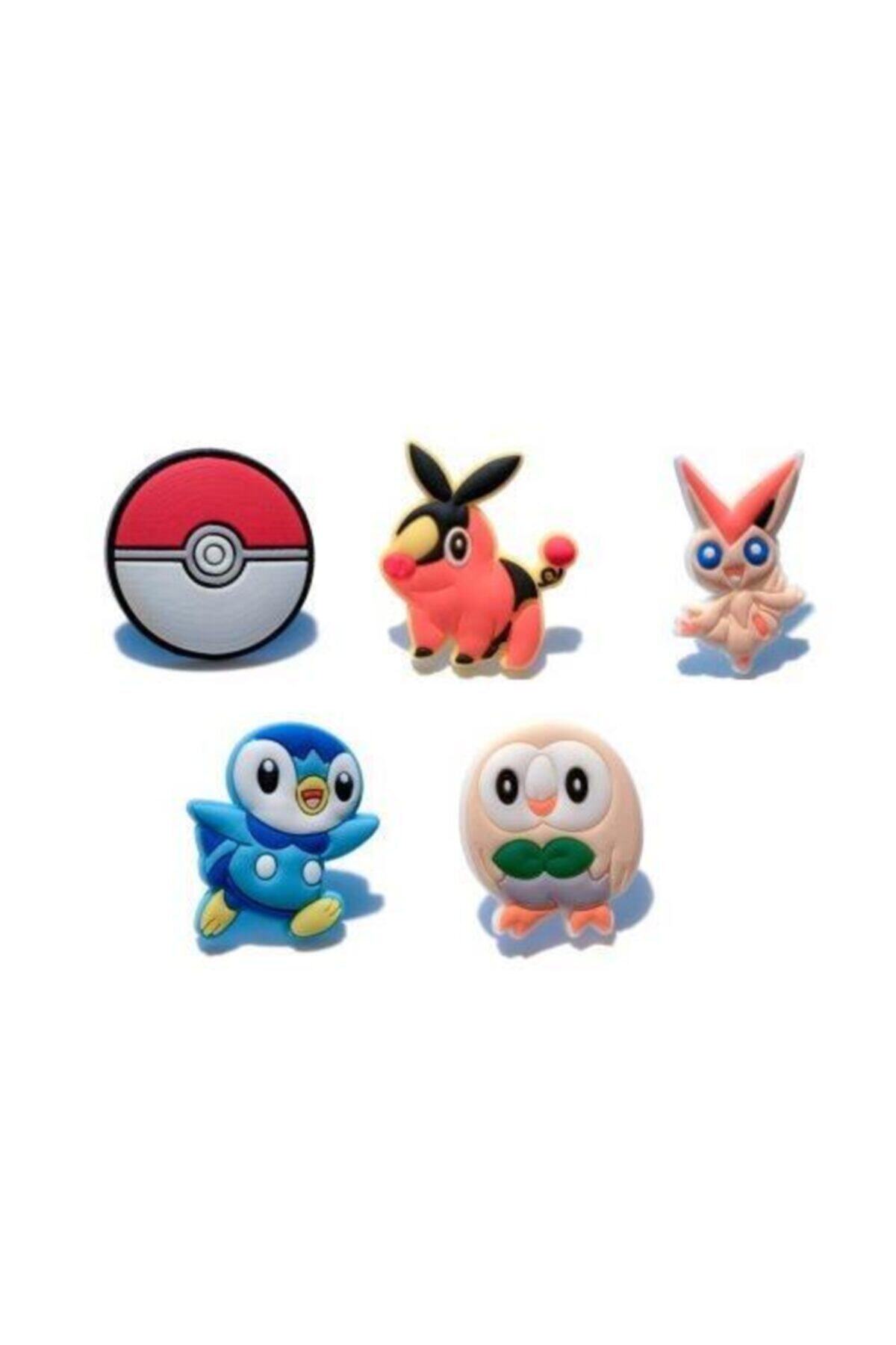 Schulzz 5 Adet Pokemon Crocs Terlik Süsleri Jıbbıtz Renkli Aksesuar Pk02