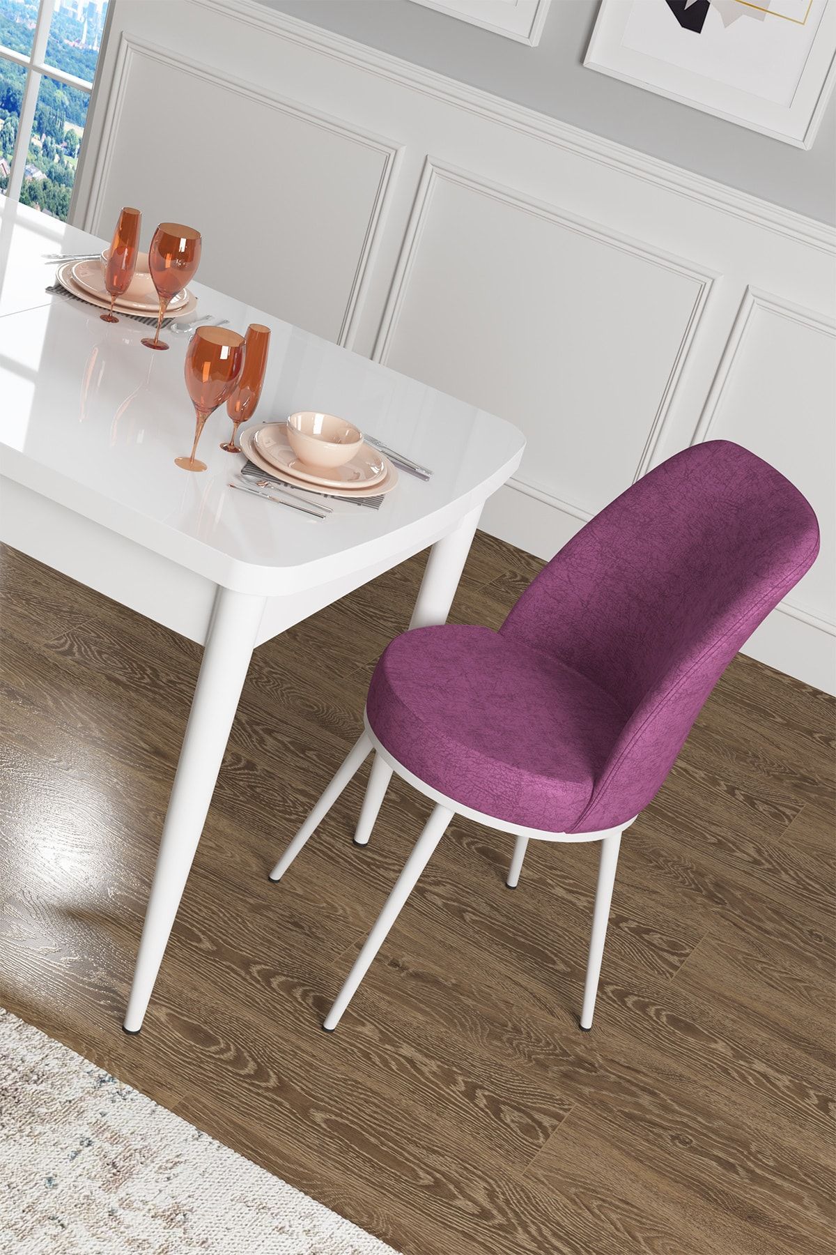 canisa concept zen serisi mdf acilabilir mutfak masa takimi beyaz masa 4 mor sandalye fiyati yorumlari trendyol