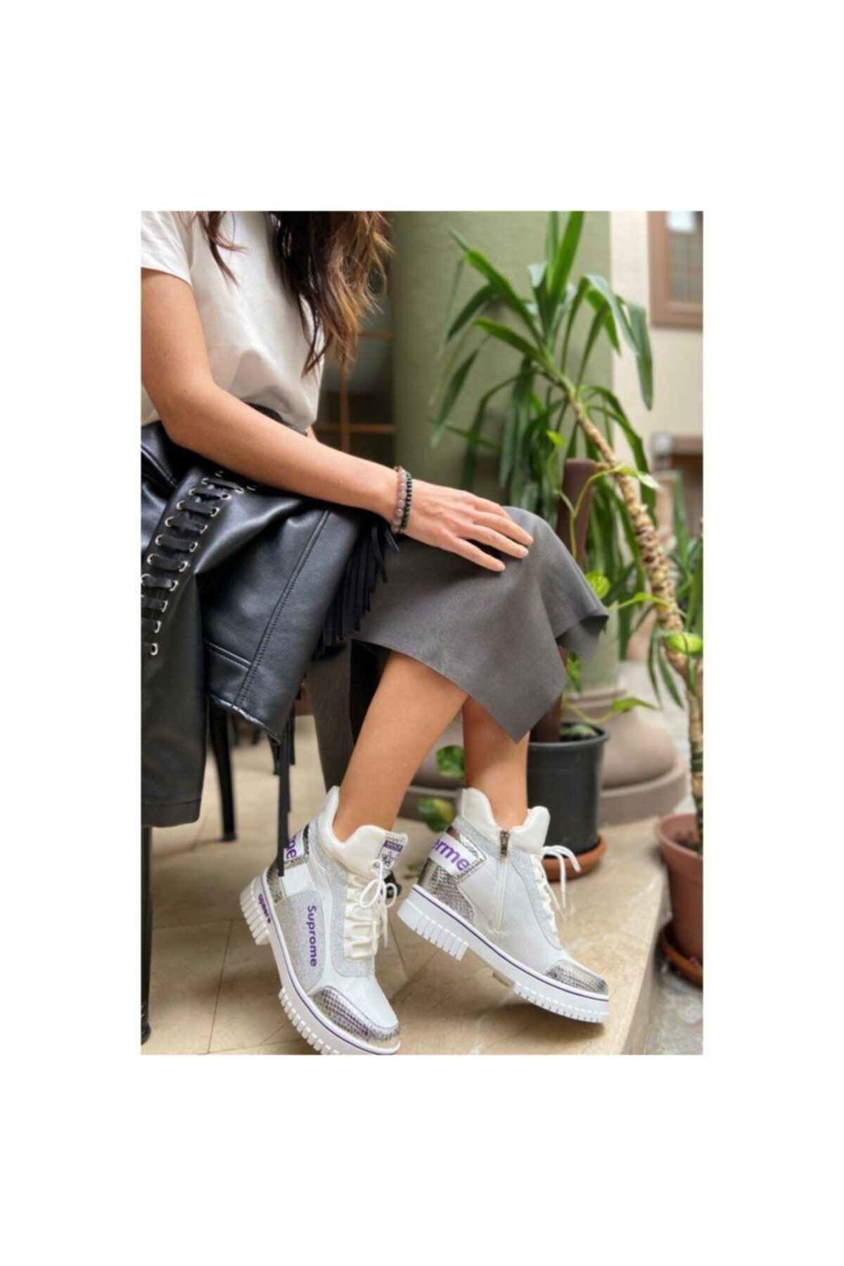 Guja 20k330-2 Kadın Yüksek Topuklu Sneaker Spor Ayakkabı - - 20k330-2 - Gümüş - 36