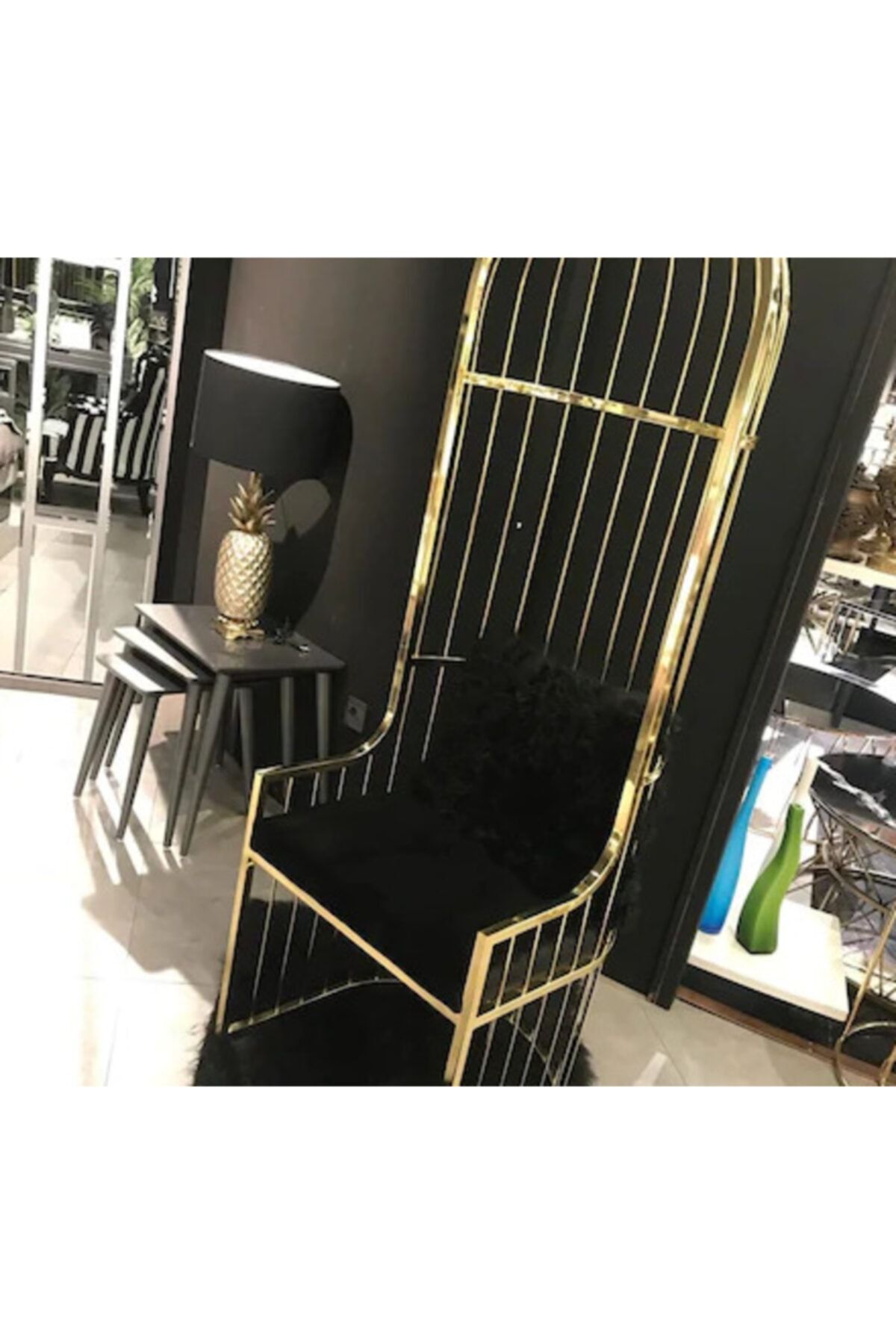 Görkem Metal Paslanmaz Gold Kaplama Kafes Berjer