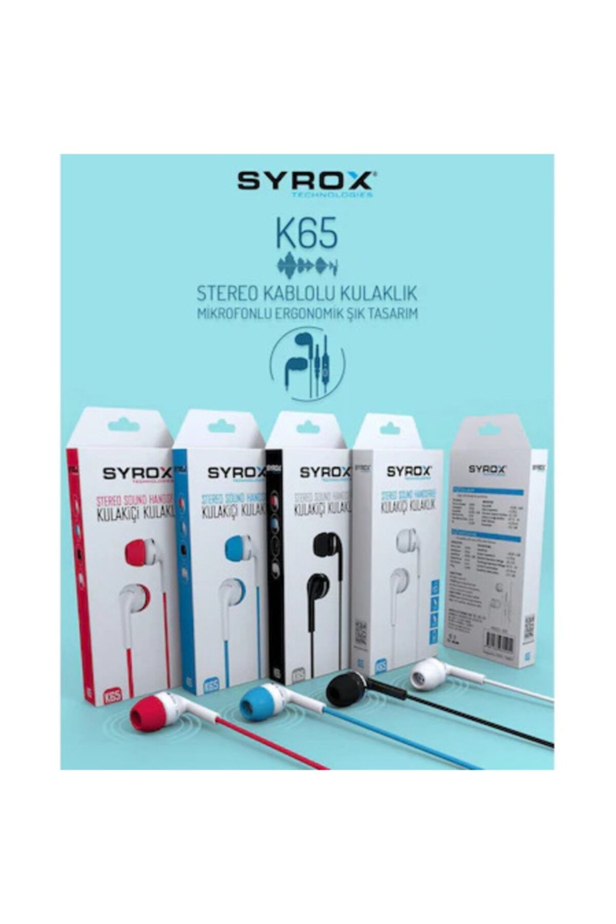 Syrox Mikrafonlu Stereo Kulak Içi Kulaklık Siyah Suntechk65siyah