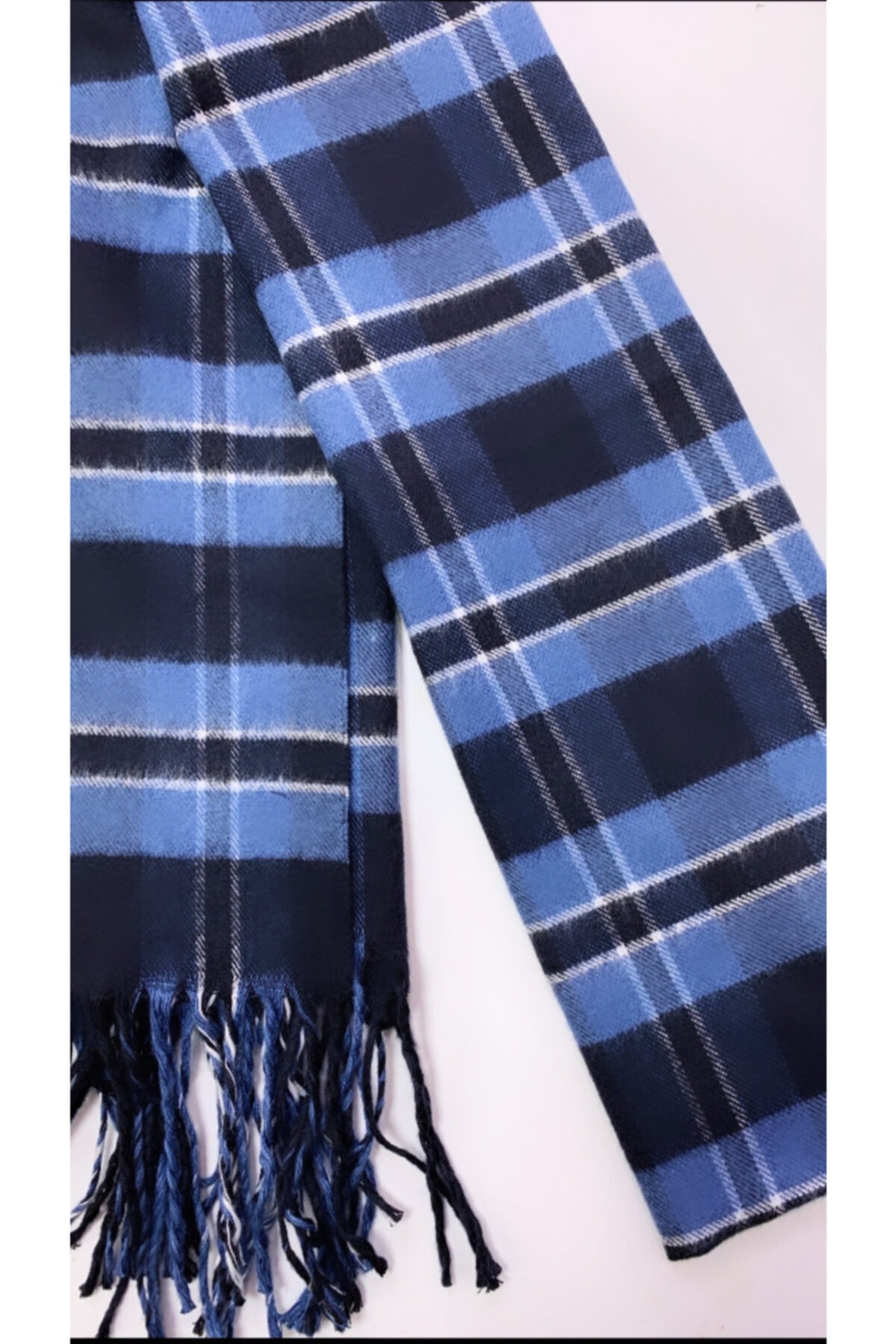 Butik Ürünler Mavi Ekose Unisex Atkı