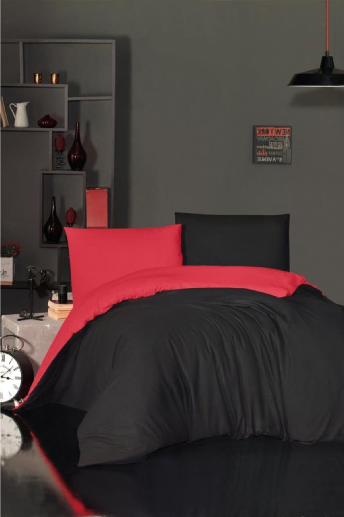 Varol Kirmizi Siyah Cift Yonlu 100 Pamuk Cift Kisilik Nevresim Seti Fiyati Yorumlari Trendyol
