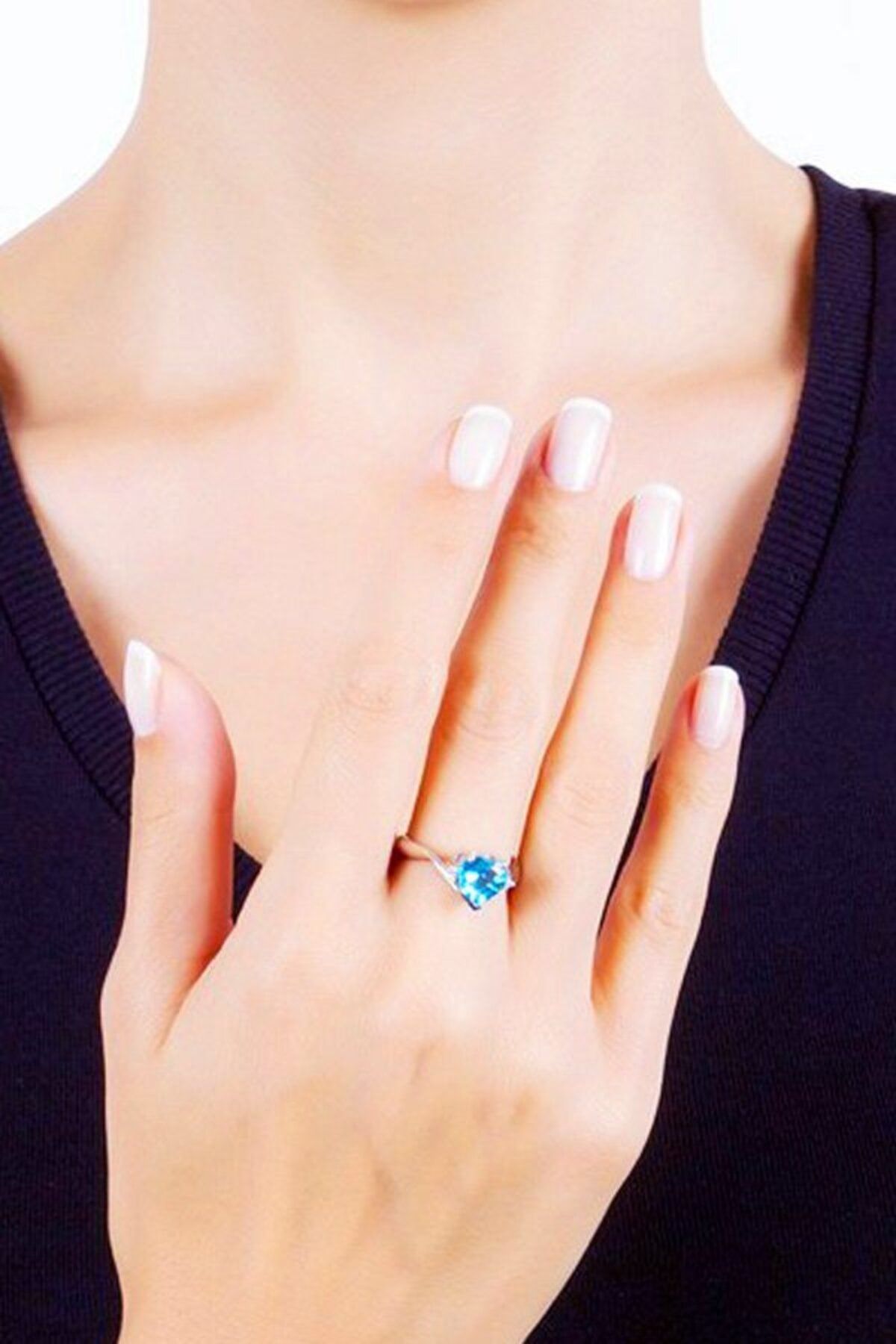 Bella Gloria Pırlanta Mavi Topaz Aşk Yüzüğü (GPY0009)