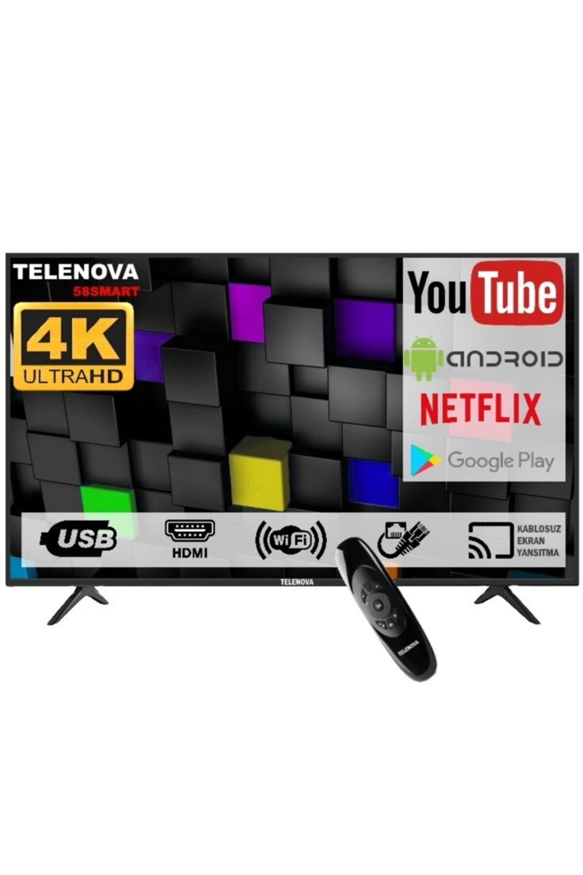 Telenova 58s4k8001 20 58 147 Ekran 4k Ultra Hd Dahili Uydu Alicili Android Smart Tv Fiyati Yorumlari Trendyol