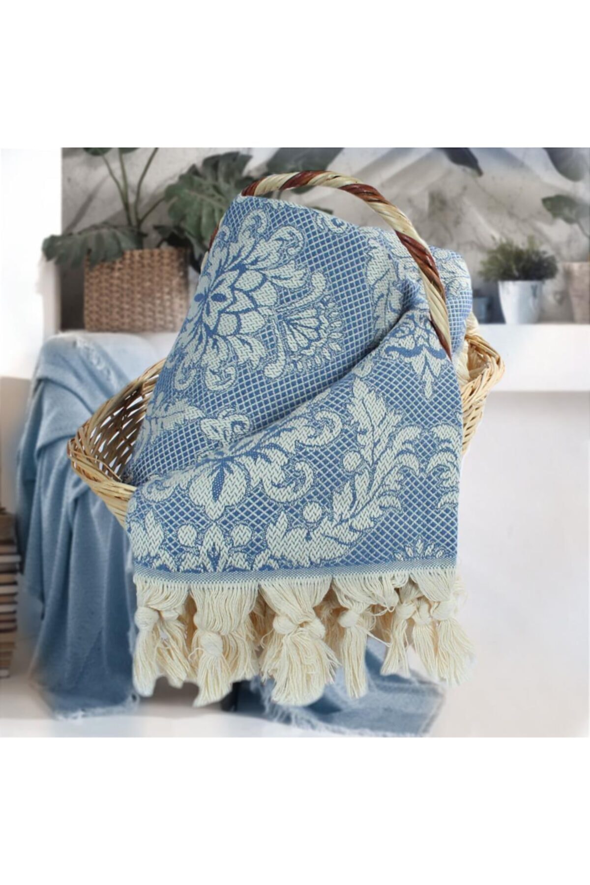 aydpromosyon mavi etnik desenli puskullu pamuklu kalin pike yatak ortusu fiyati yorumlari trendyol