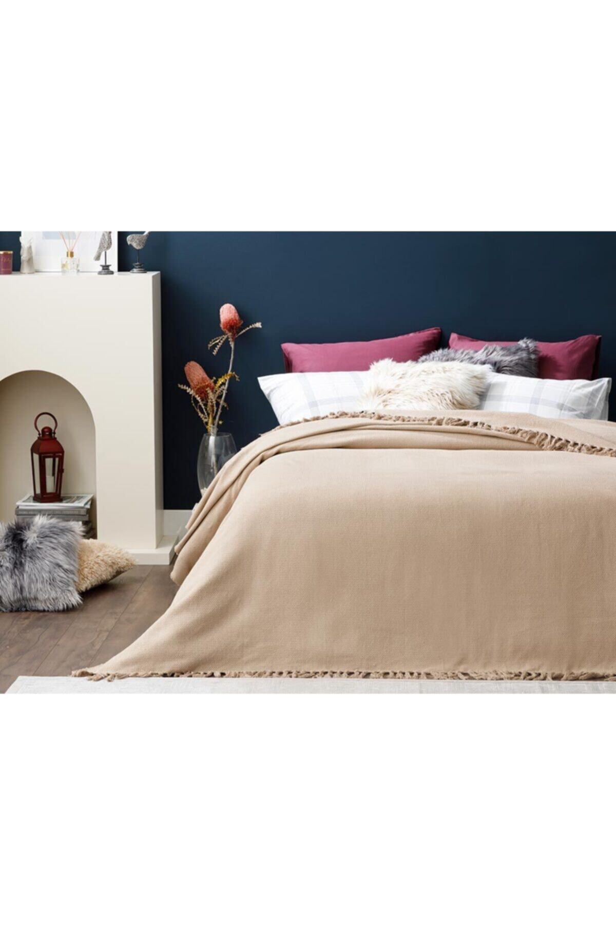 english home crimped pamuklu tek kisilik yatak ortusu 160x240 cm bej fiyati yorumlari trendyol