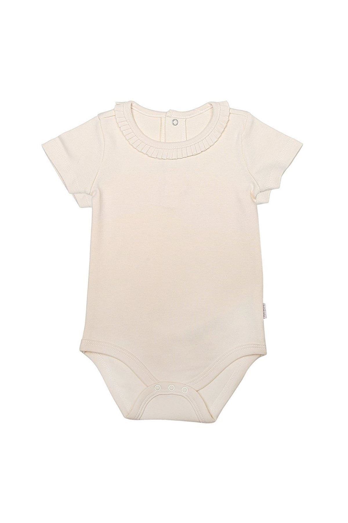 kitikate Organik Elegant Kısa Kol Body 15133 Krem 1