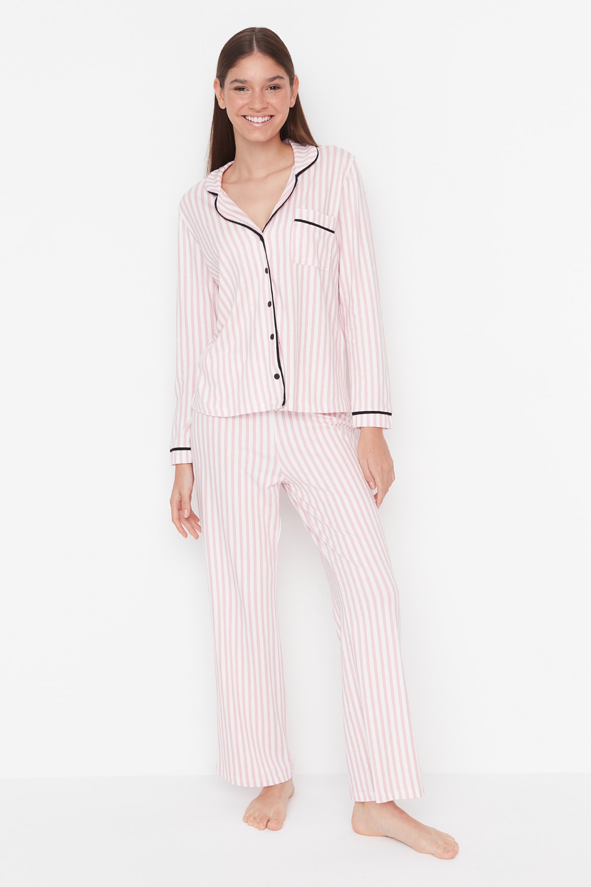 Trendyol Collection Pyjama - Rosa - Gestreift - Trendyol