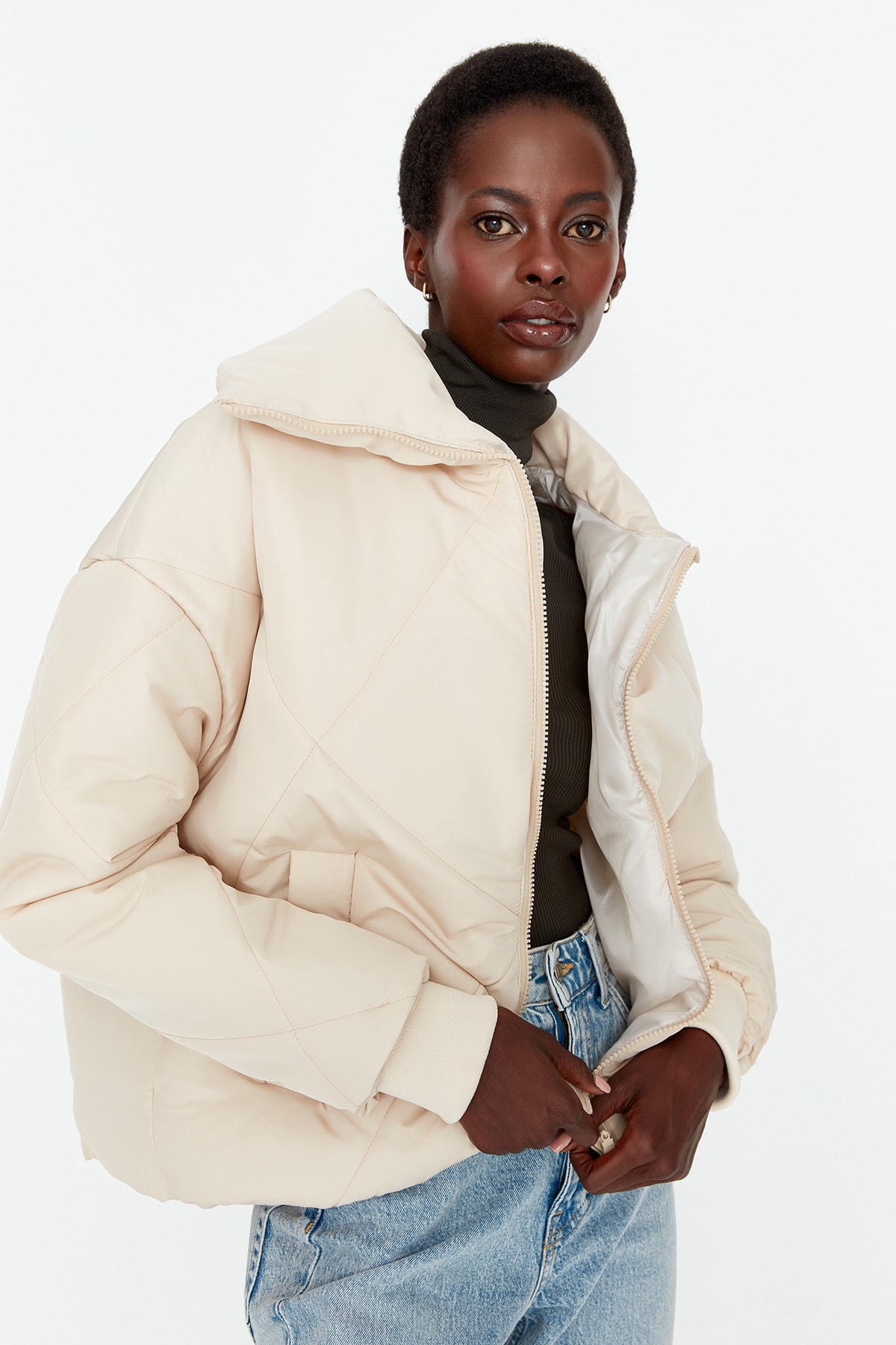 Winter Jacket - Beige - Puffer - Trendyol