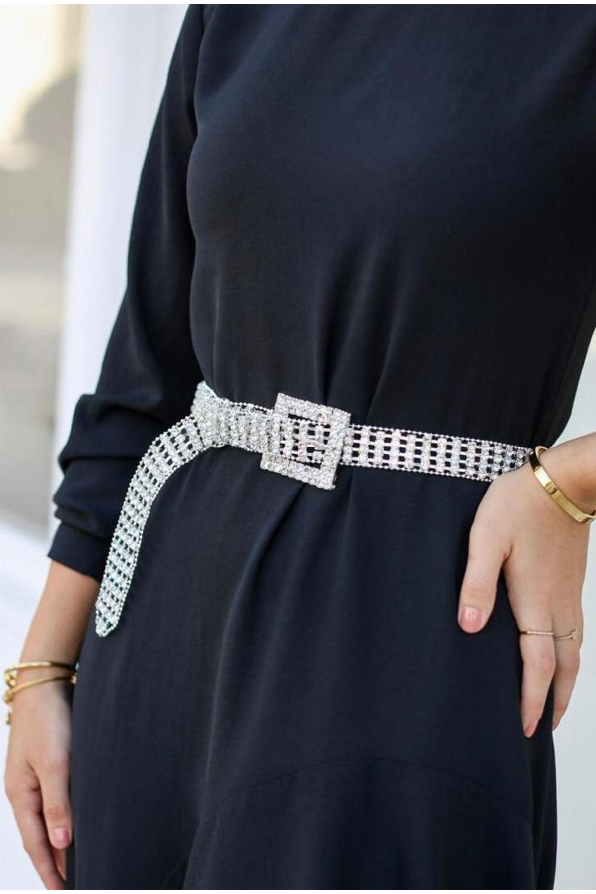 Gold sparkly belt for dress top