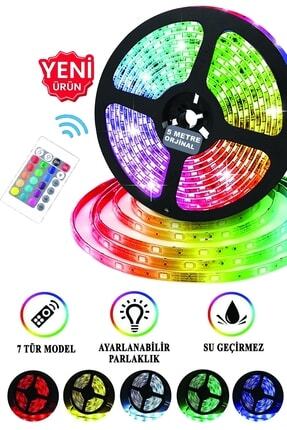 5 mt Kumandalı Işıldak Rgb Şerit Led Lamba iç Ve Dış Mekan Silikon Yapışkanlı Aydınlatma Image 0