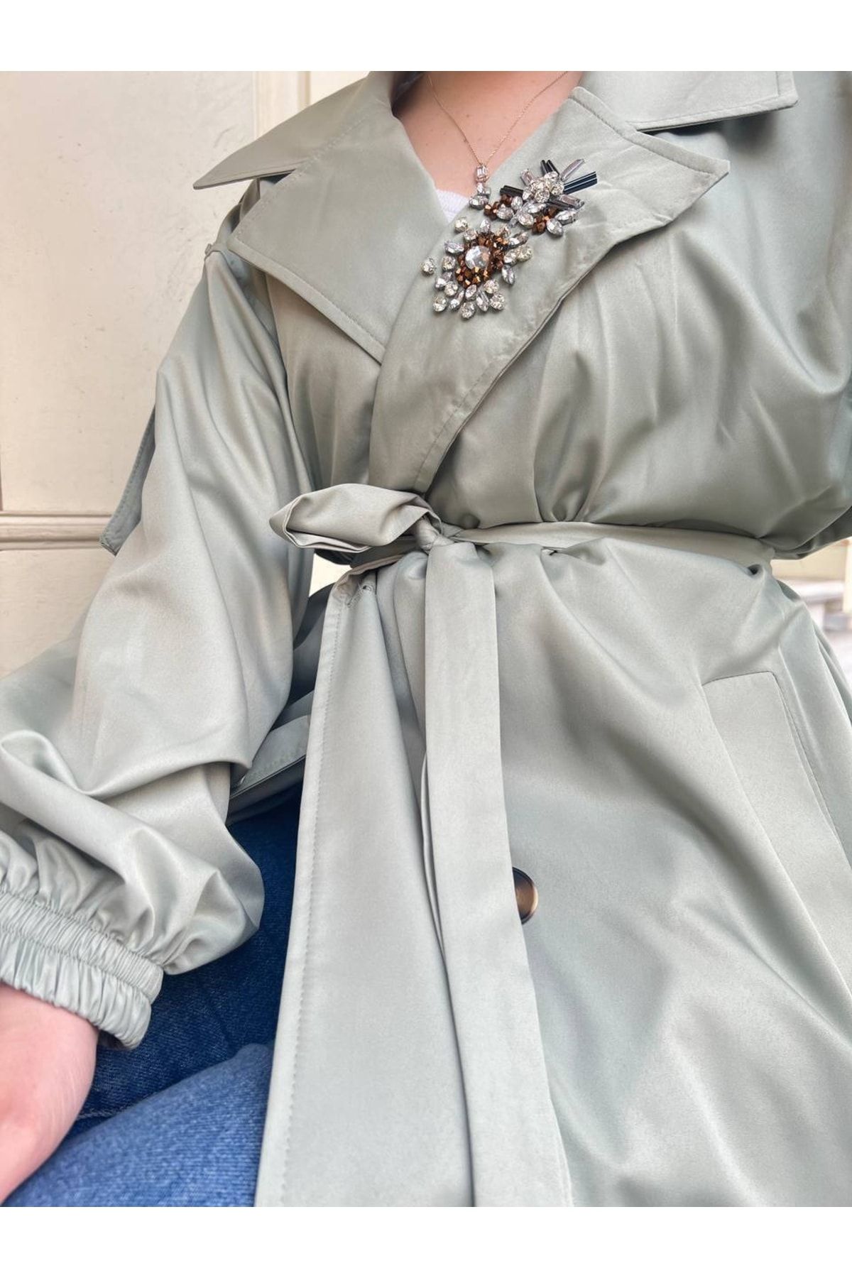 Silk trench coat sales zara