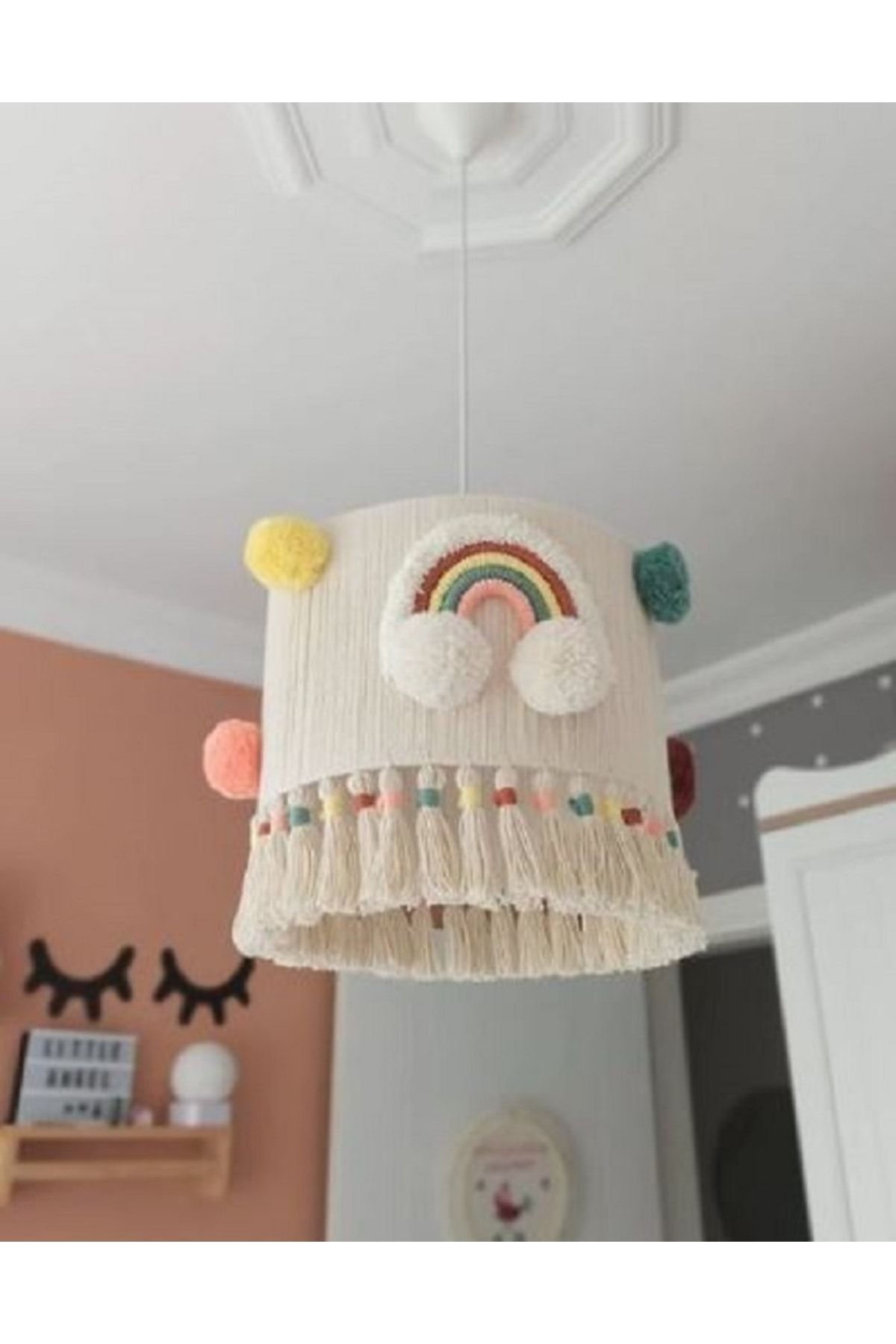 قیمت و خرید لوستر اتاق کودک / اتاق کودک 100% دست ساز Macrame Rainbow Baby  and Kids Room (شامل جا لامپ) | ترکیول | خرید آنلاین ترکیه