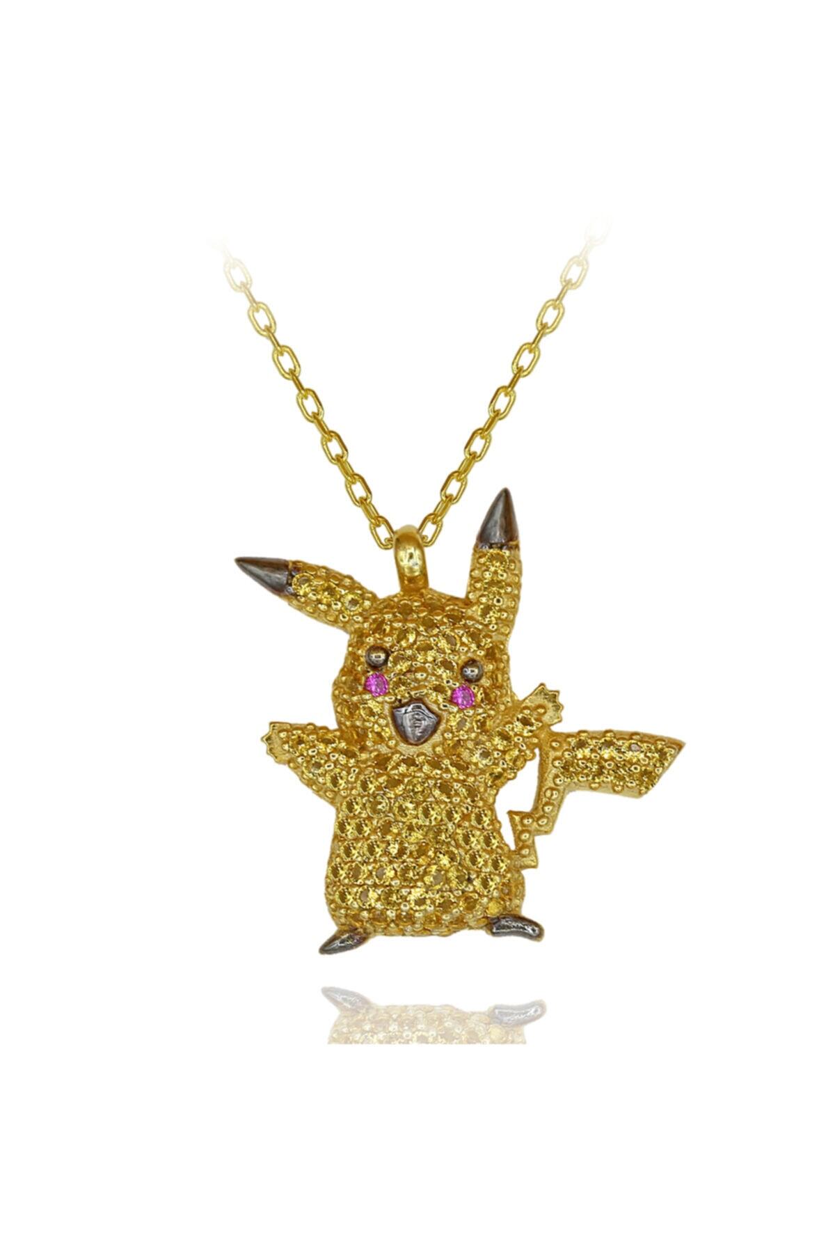 Takı Boom Kadın Sarı Taşlı Pikachu Pokemon 925 Ayar Gümüş Kolye