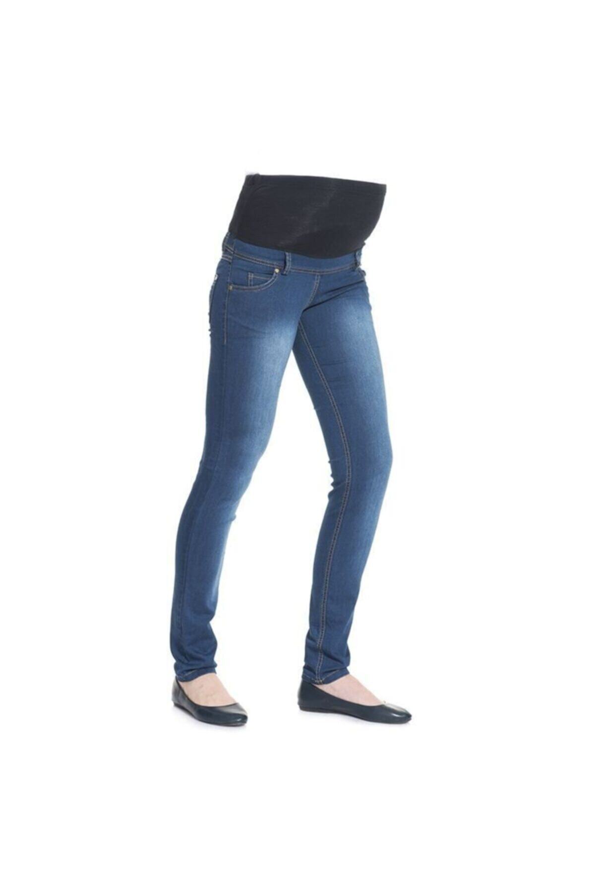 Even Fashion Hamile Giyim Dar Kesim Mavi Jean Pantolon